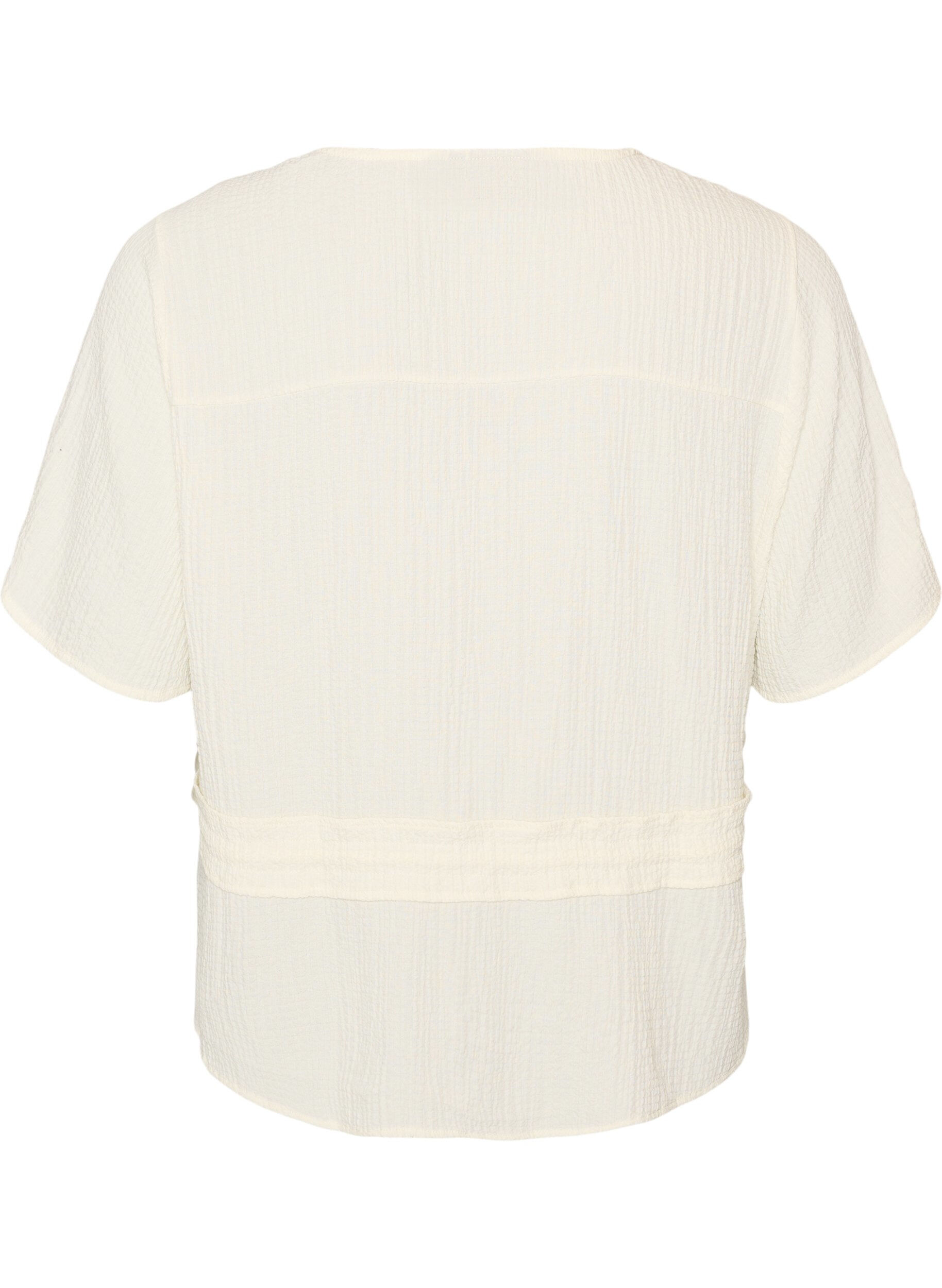 ZizziBluse mit Struktur und Taillenbindung, Vanille, Packshot image number 1