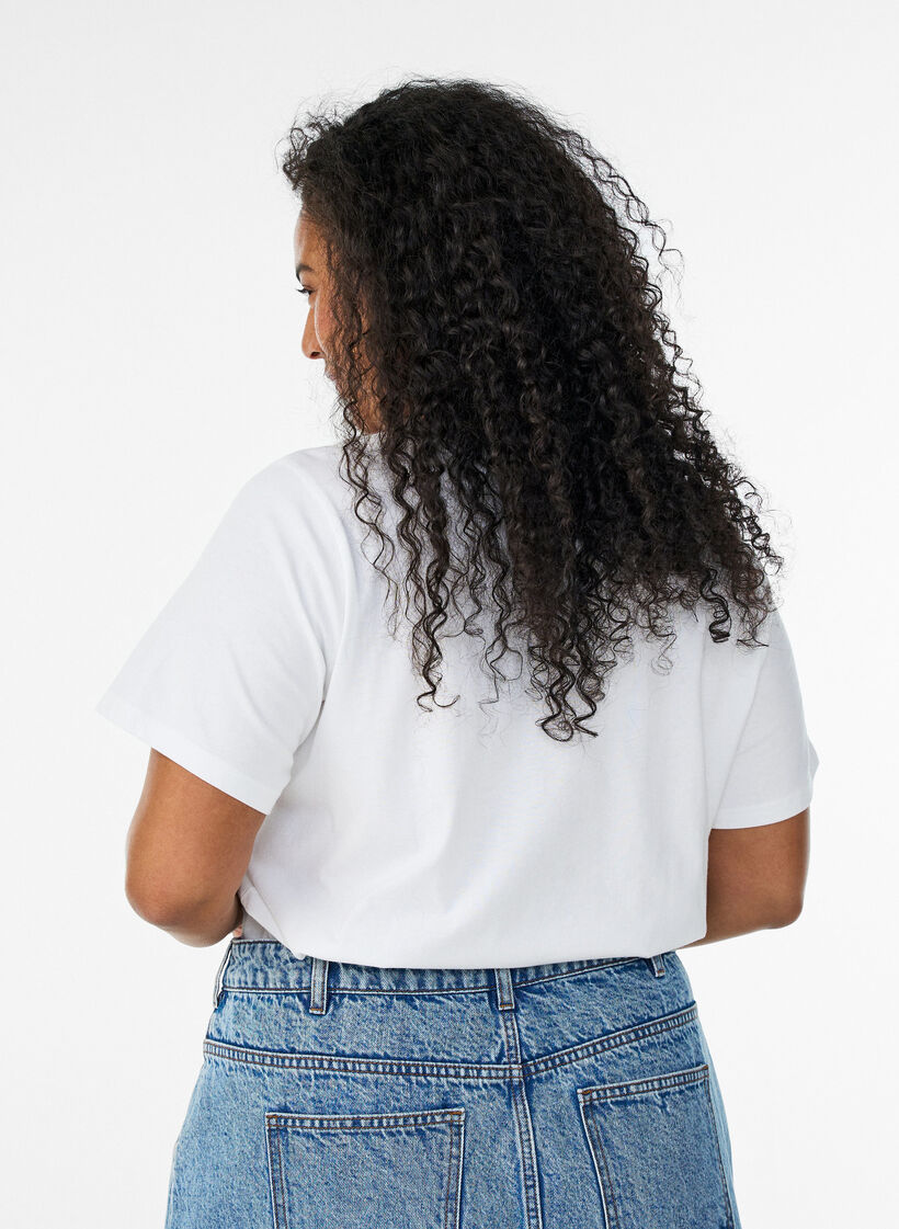 T-shirt en coton bio avec imprim&eacute; plage, Blanc, Model image number 2