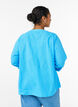 Chemisier en coton avec col en V, Bleu, Model image number 2
