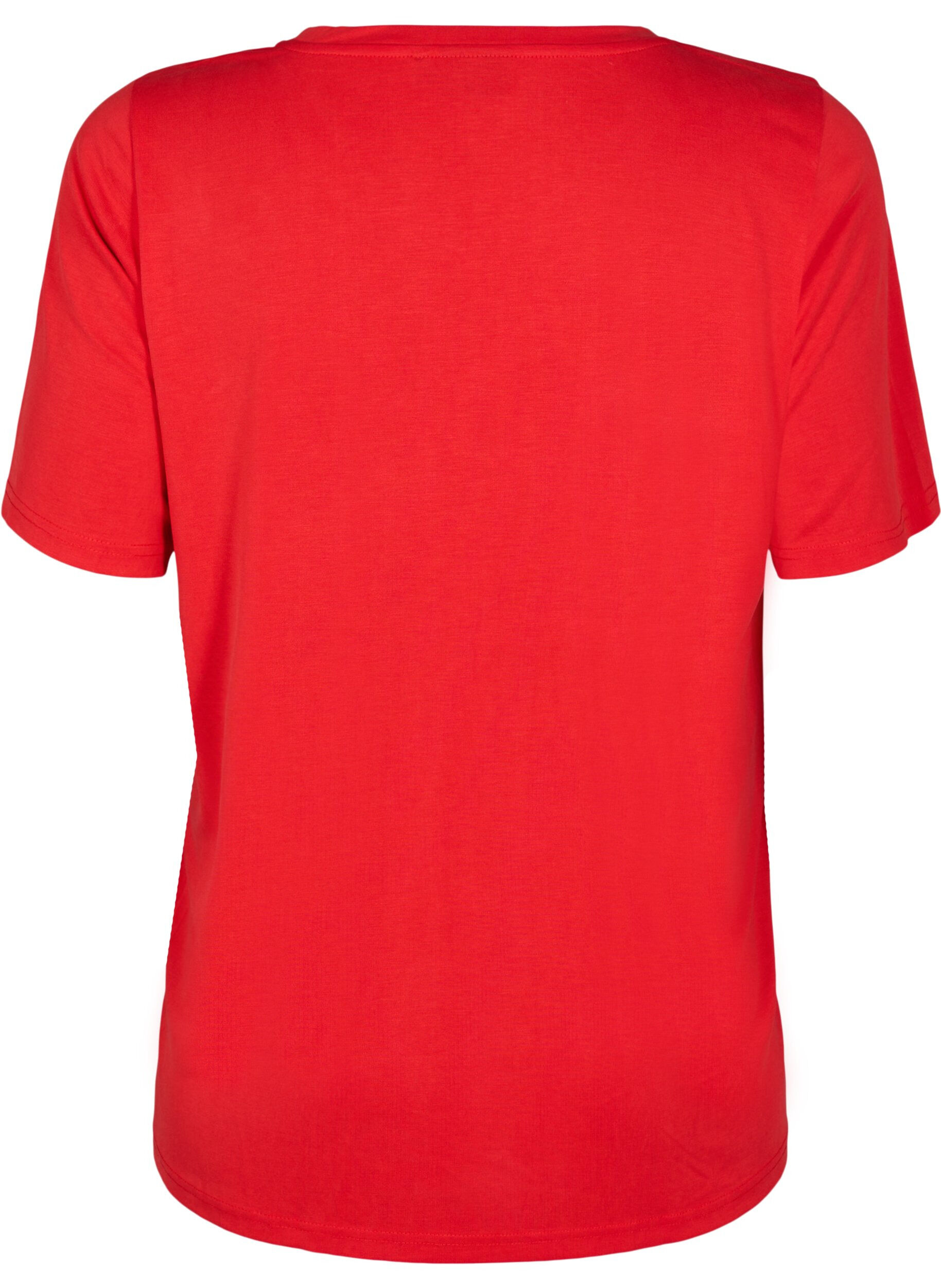 Zizzi T-Shirt aus TENCEL&trade; Modal mit Rundhalsausschnitt, Rot, Packshot image number 1