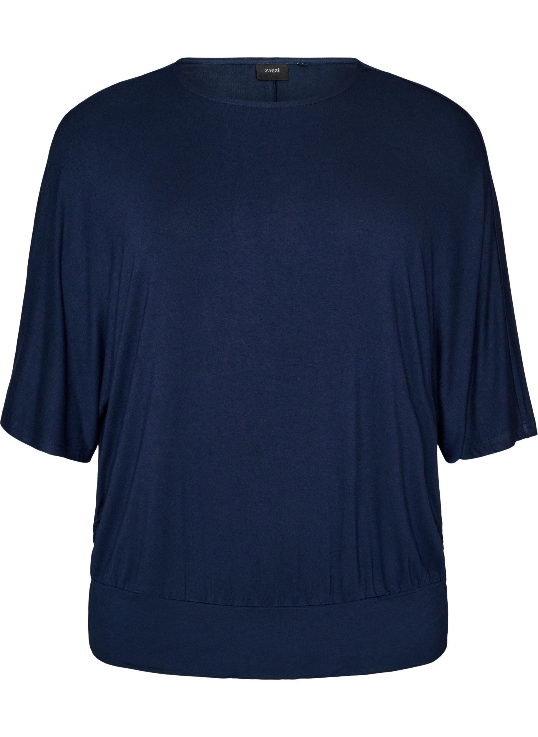 ZizziBlouse en jersey avec des manches ballon au coude, Bleu, Packshot image number 0