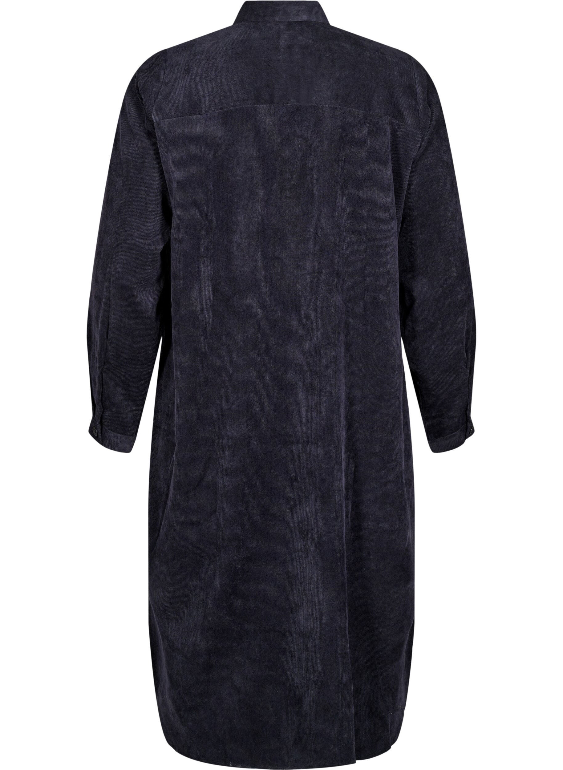 Zizzi Langes Corduroy-Hemdkleid mit Kn&ouml;pfen, Black, Packshot image number 1