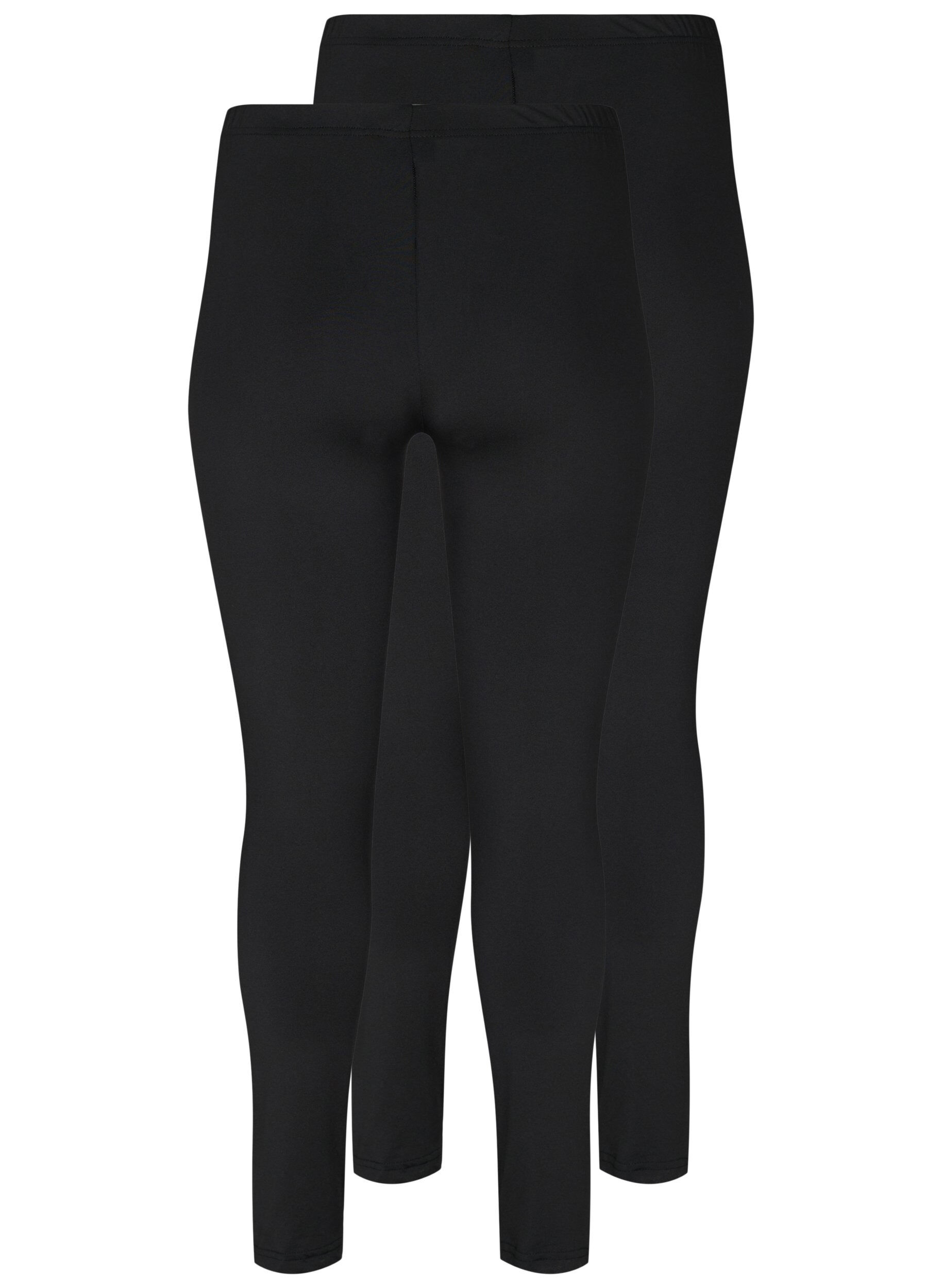 Zizzi 2-pack Basic Leggings, Schwarz, Packshot image number 1