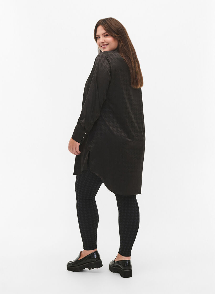 Leggings sans coutures &agrave; motif pied-de-poule, Black w. Dark Grey, Model image number 1