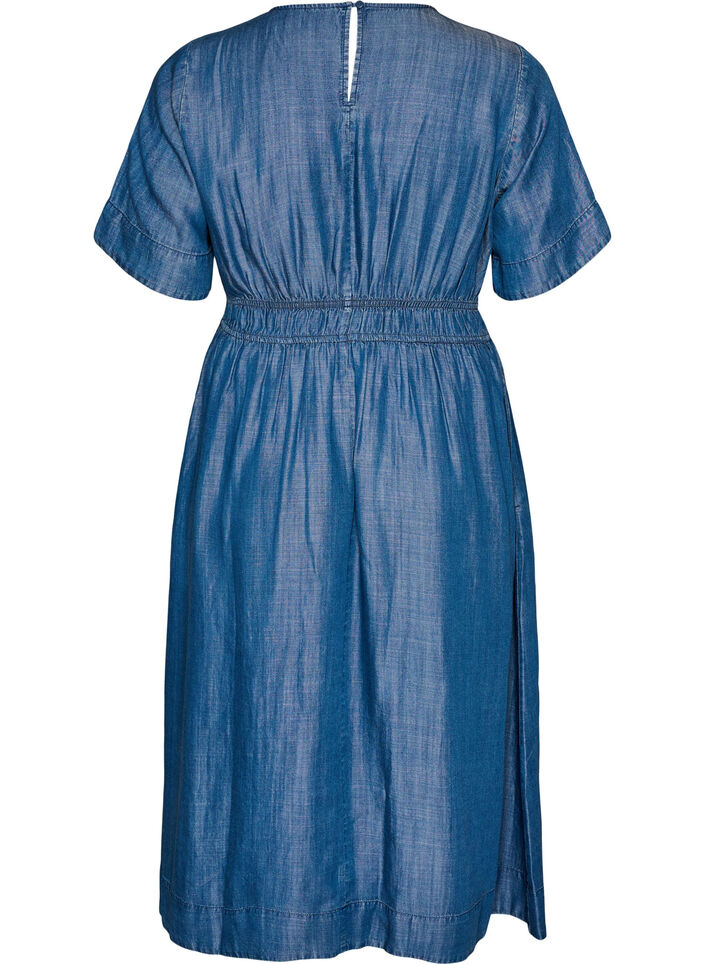 Midikleid in Jeans-Optik mit Gummizug in der Taille, Blau, Packshot image number 1