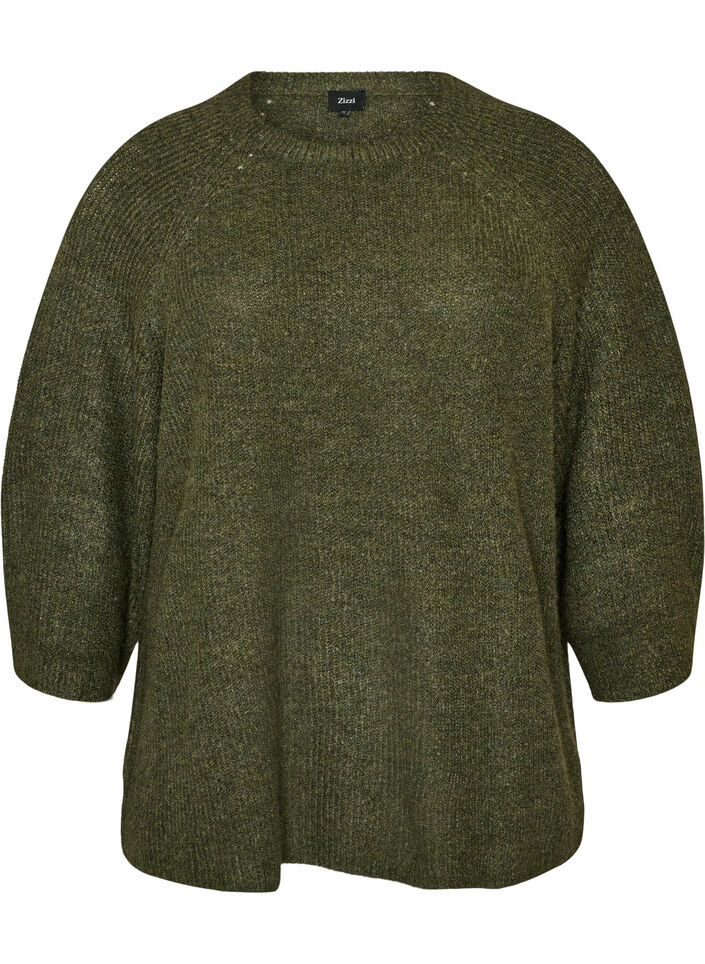 Pull c&ocirc;tel&eacute; &agrave; manches 3/4, Vert, Packshot image number 0