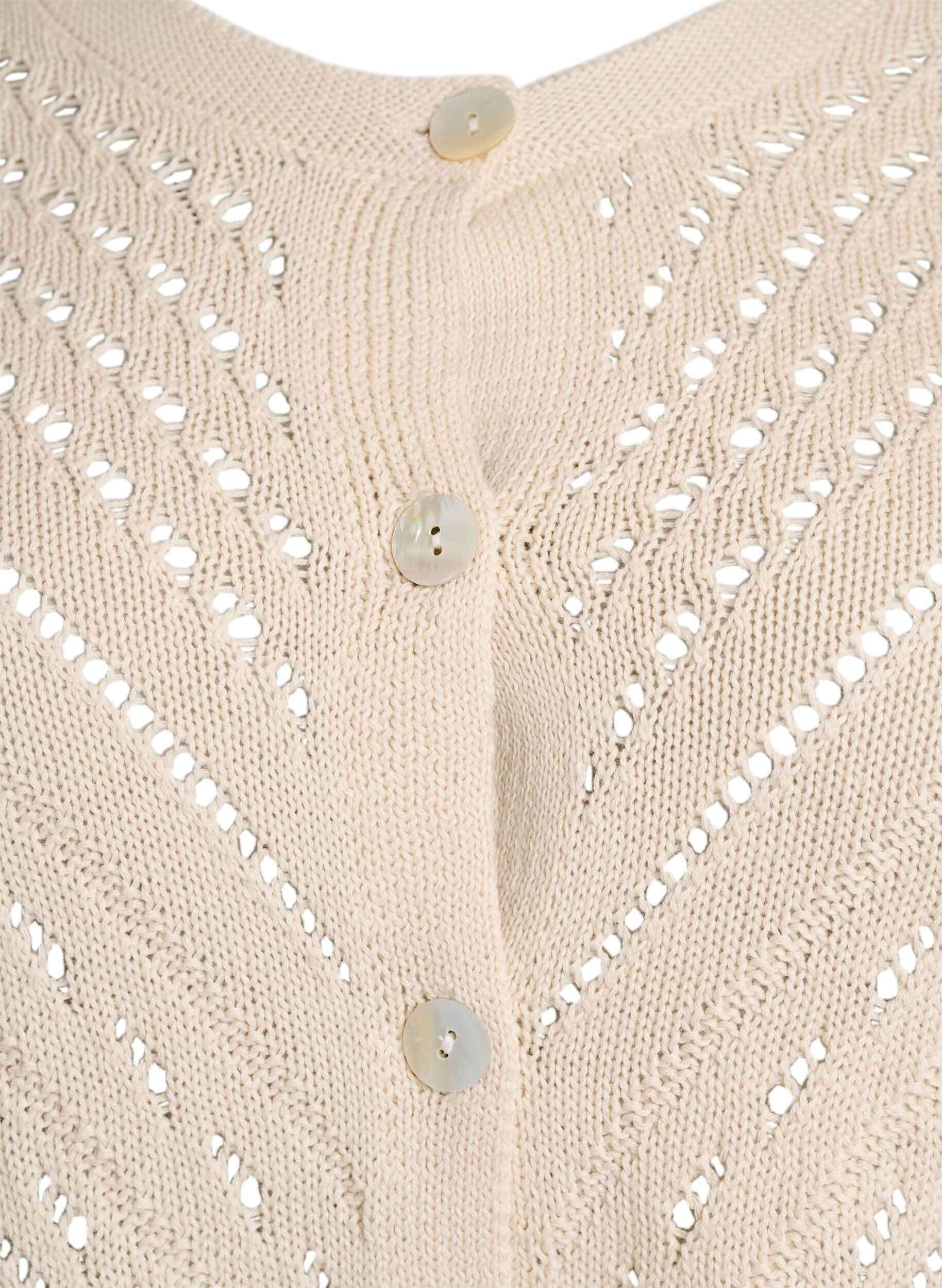 Zizzi Kurze Strickjacke mit Lochmuster, Sandshell, Packshot image number 2