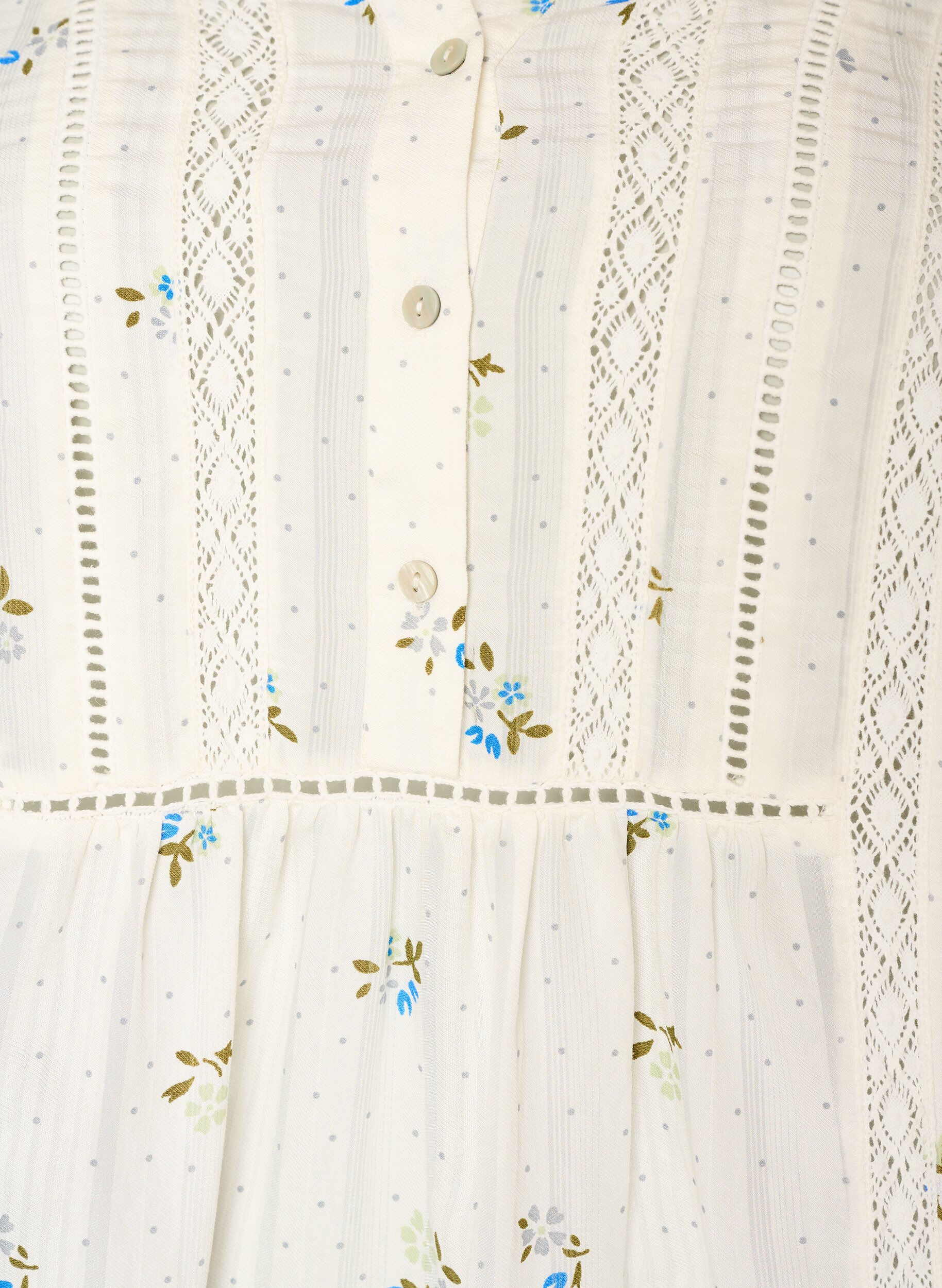 ZizziRobe courte en viscose avec bordure en dentelle et coupe trap&egrave;ze &eacute;vas&eacute;e, Vanille, Packshot image number 2