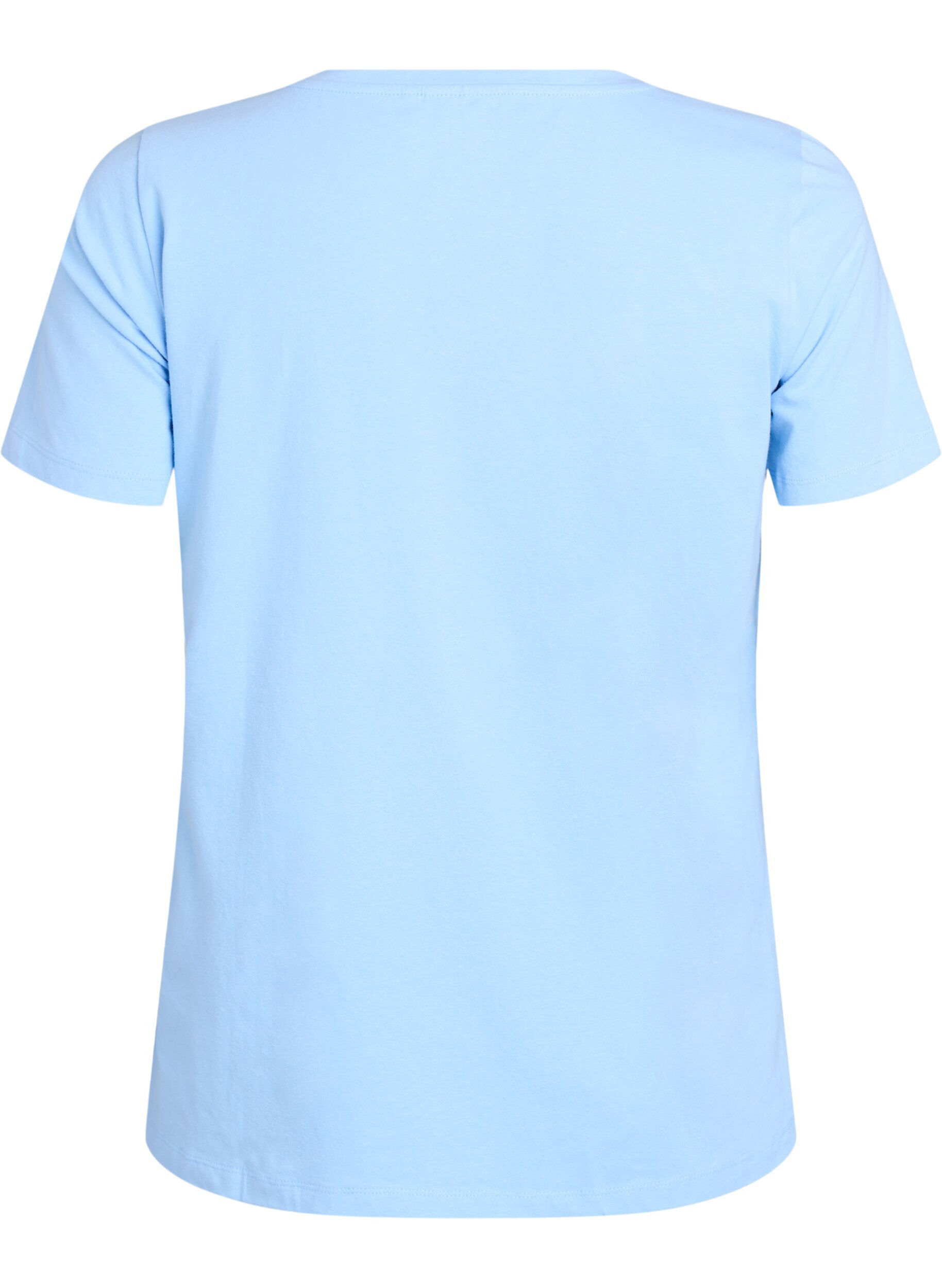 Zizzi Einfarbiges basic T-Shirt aus Baumwolle, Blau, Packshot image number 1