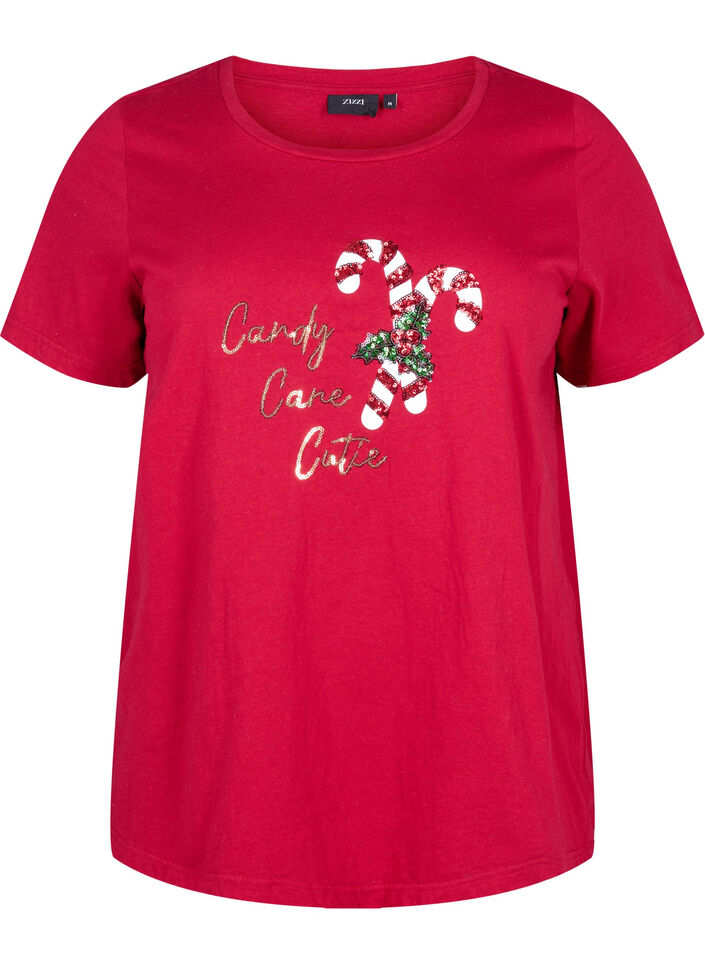 T-shirts de Noël en 100 % coton, Tango R.w.Candy Cane, Packshot image number 0