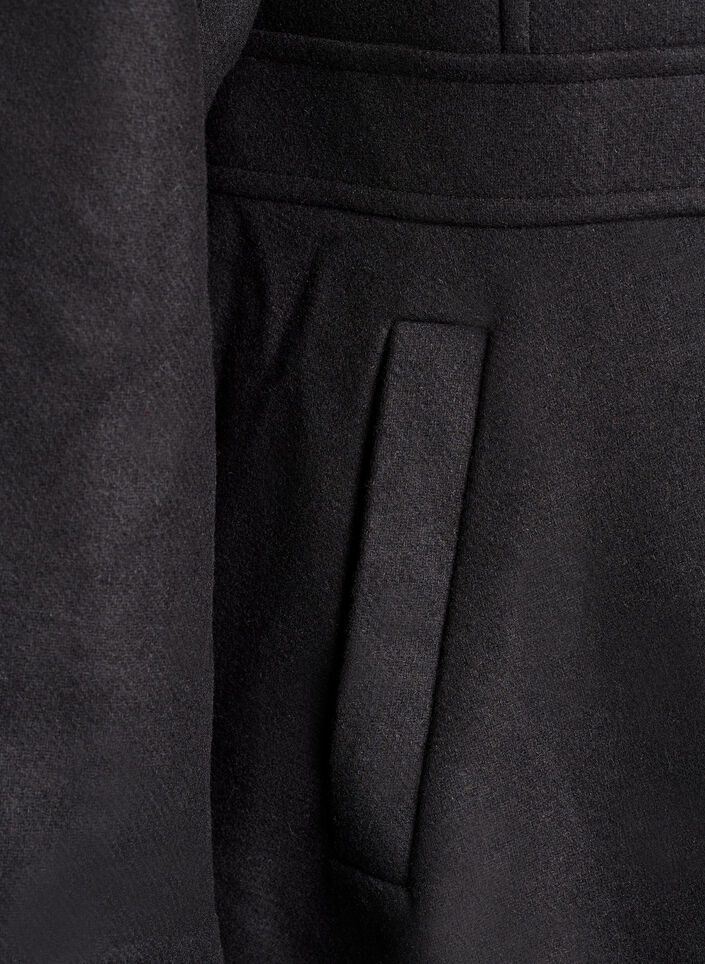 Manteau en laine coupe A avec poches, Noir, Packshot image number 3