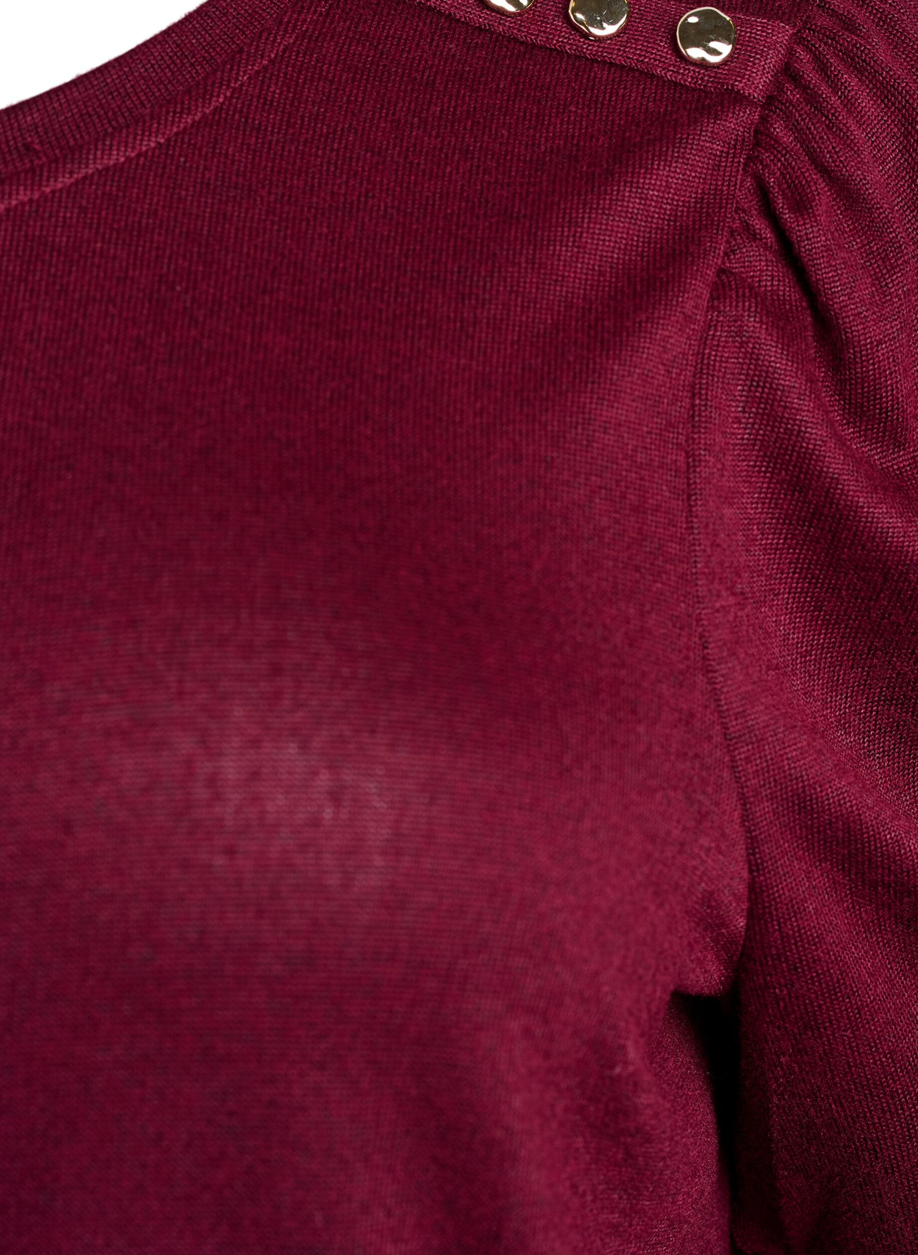 ZizziBluse mit Knopfdetail und kurzen Puff&auml;rmeln, Dunkles Bordeaux, Packshot image number 2