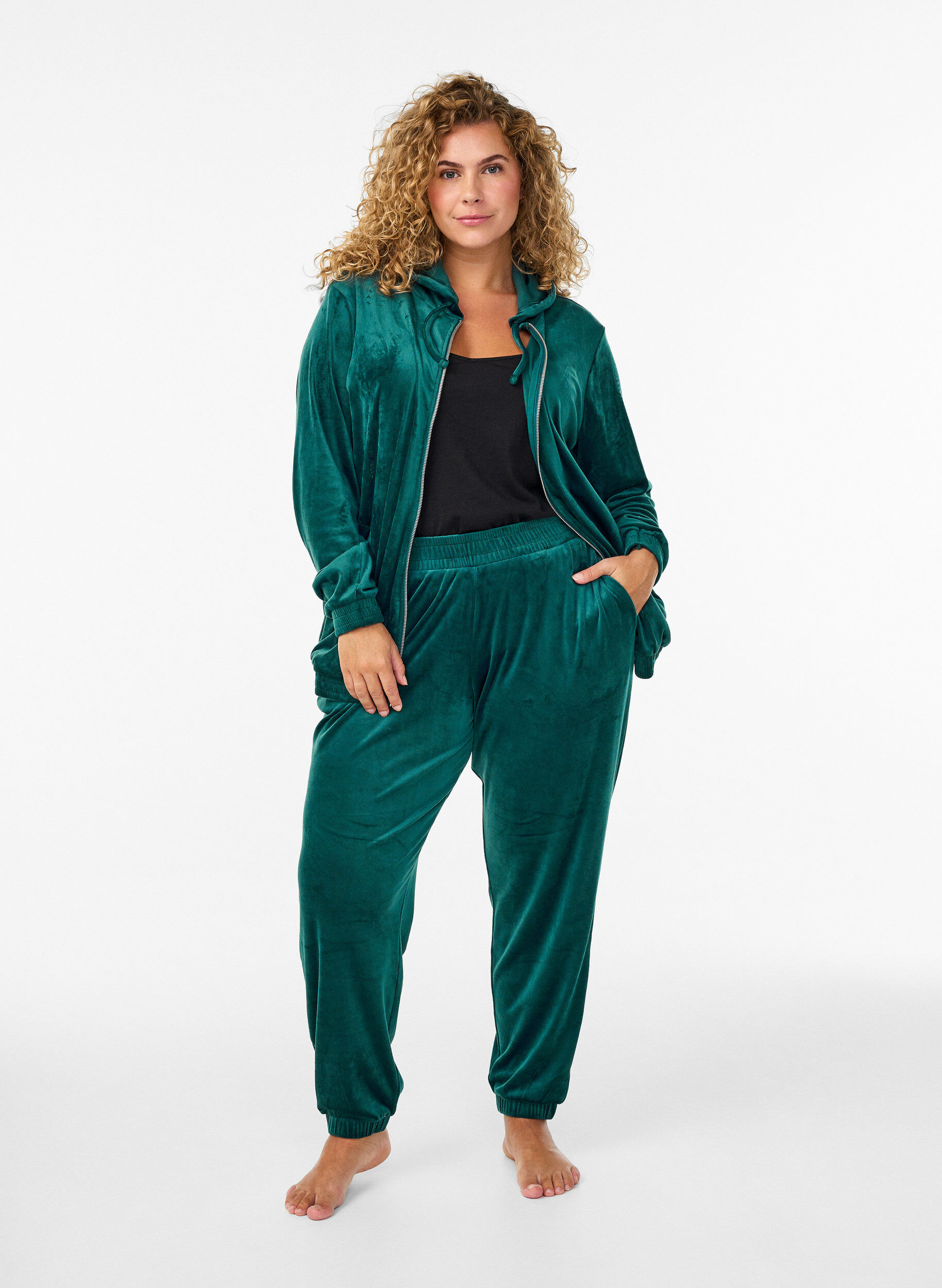 ZizziPantalon ample en velours, Vert, Model image number 0