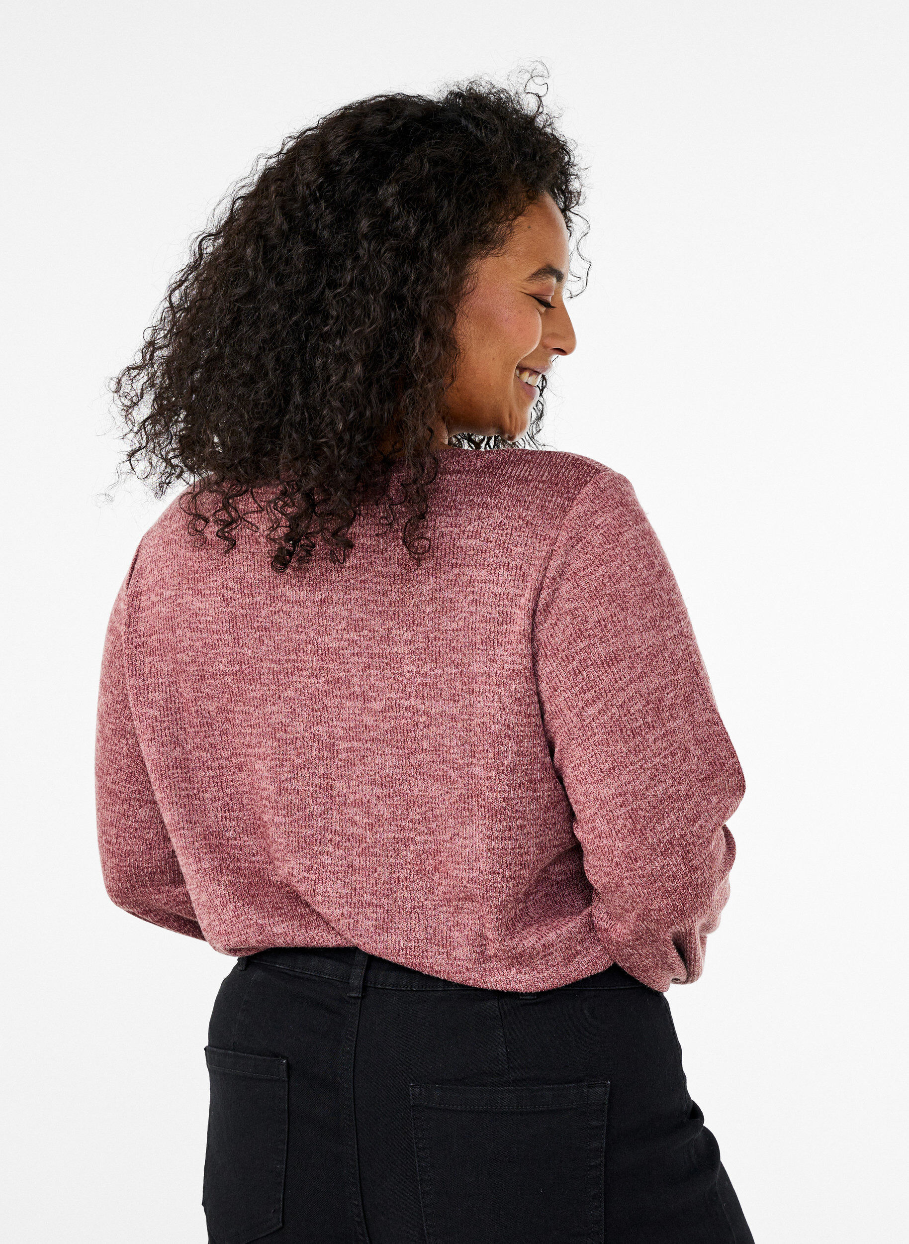 Zizzi FLASH - Bluse aus Jersey mit langen &Auml;rmeln, Rot, Model image number 2