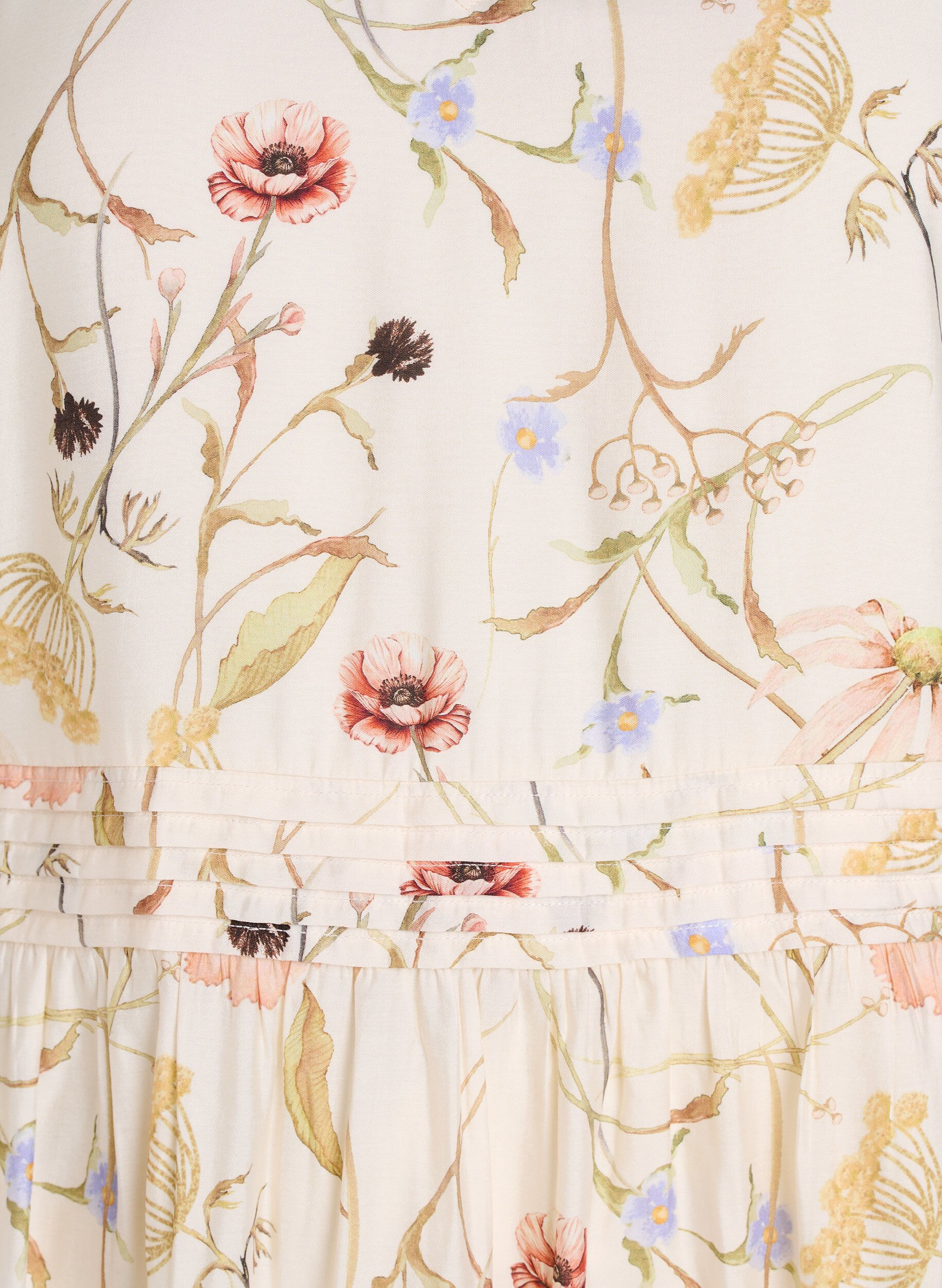 ZizziRobe mi-longue &agrave; fleurs avec une forme trap&egrave;ze, Beige, Packshot image number 2