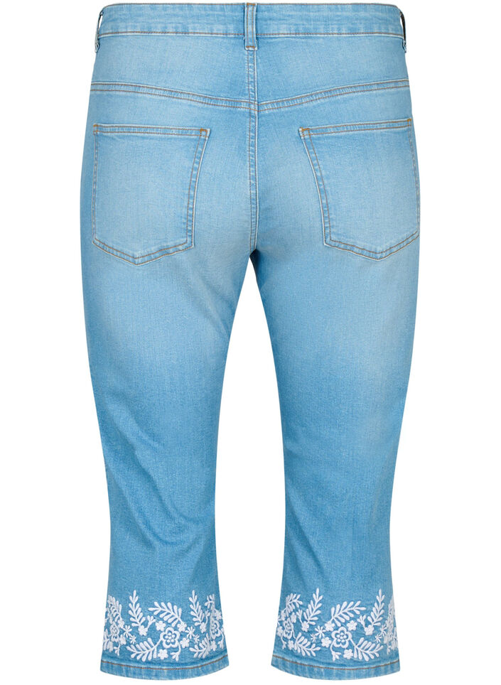 Culotte Amy taille haute avec broderie, Light blue denim, Packshot image number 1