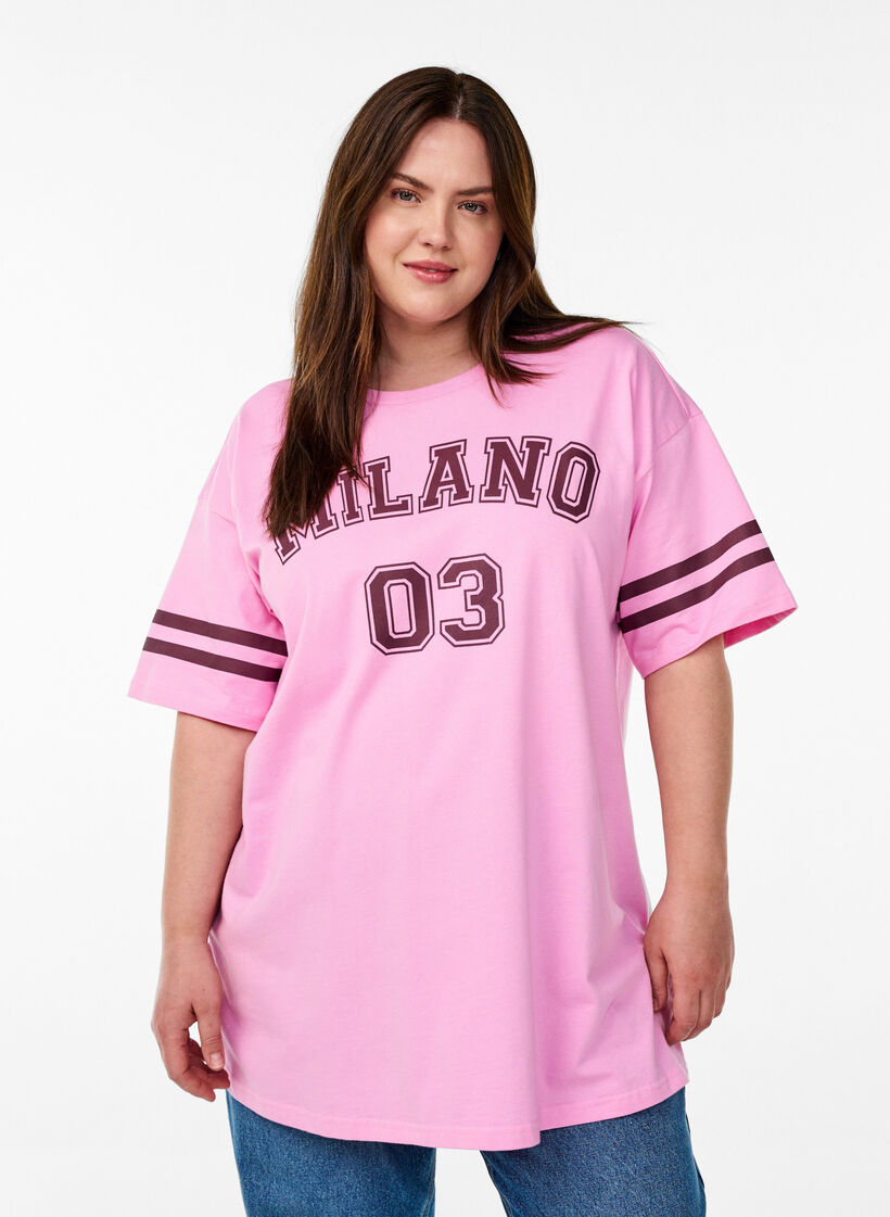 Sportliches Oversize-College-T-Shirt, Pink, Model image number 0