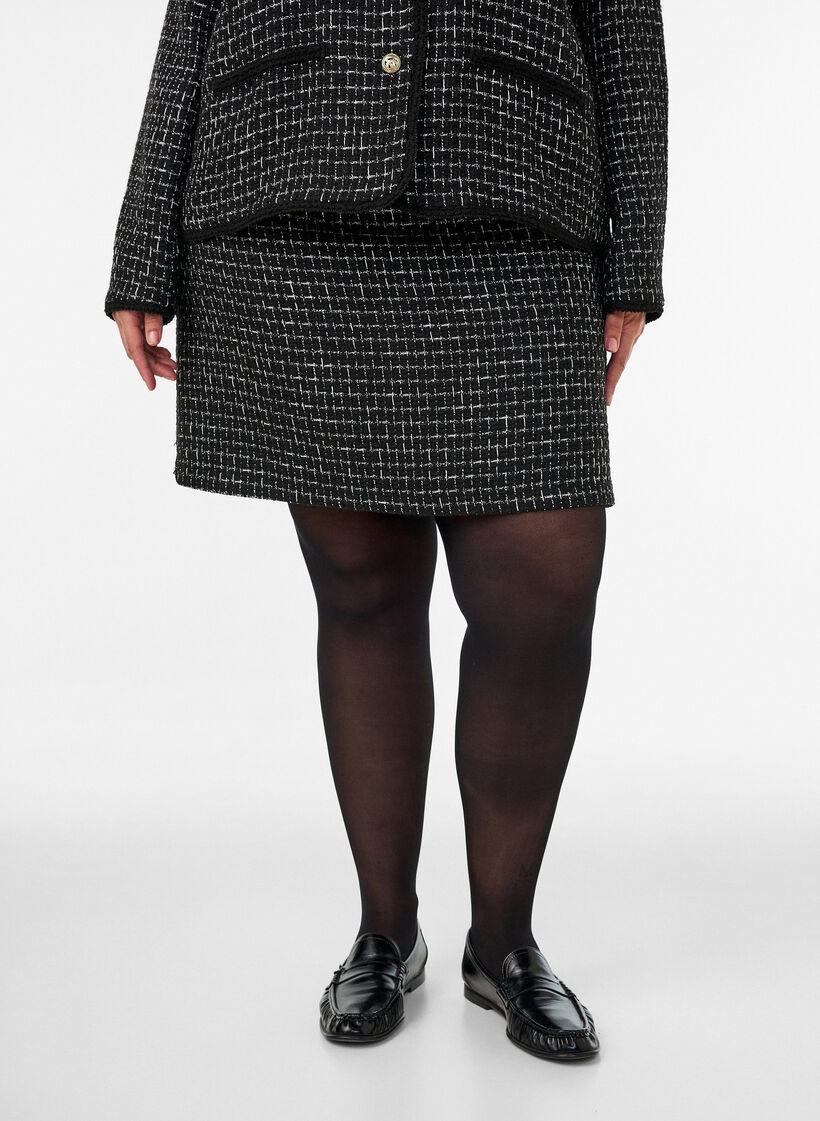 Jupe courte en boucl&eacute;, Noir, Model image number 3