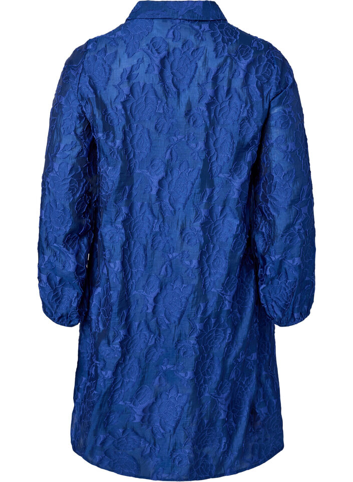 Langes Jacquard-Hemd, Mazarine Blue, Packshot image number 1