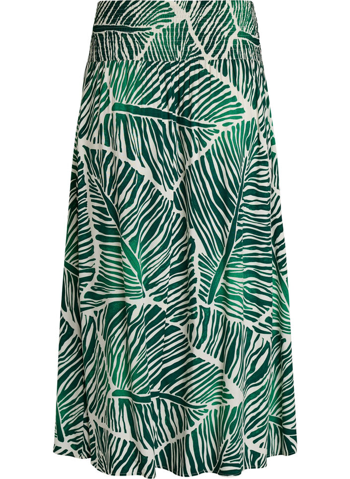 Jupe longue en viscose avec smocks, Vert, Packshot image number 1