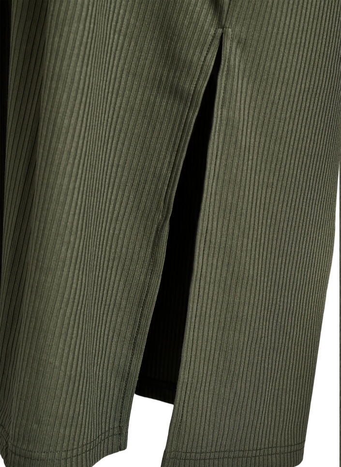 Robe maxi en jersey avec col et manches courtes., Vert, Packshot image number 3