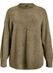 Blouse en maille avec motif c&ocirc;tel&eacute; en V et fentes, Vert Kaki, Packshot image number 0