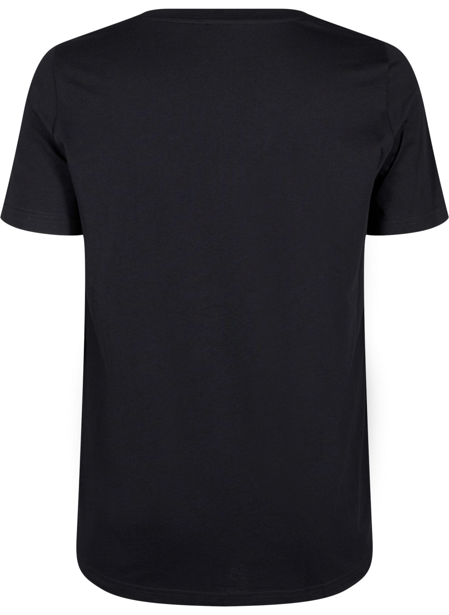 Zizzi Baumwoll-T-Shirt mit Druck, Black w. Silverlion, Packshot image number 1