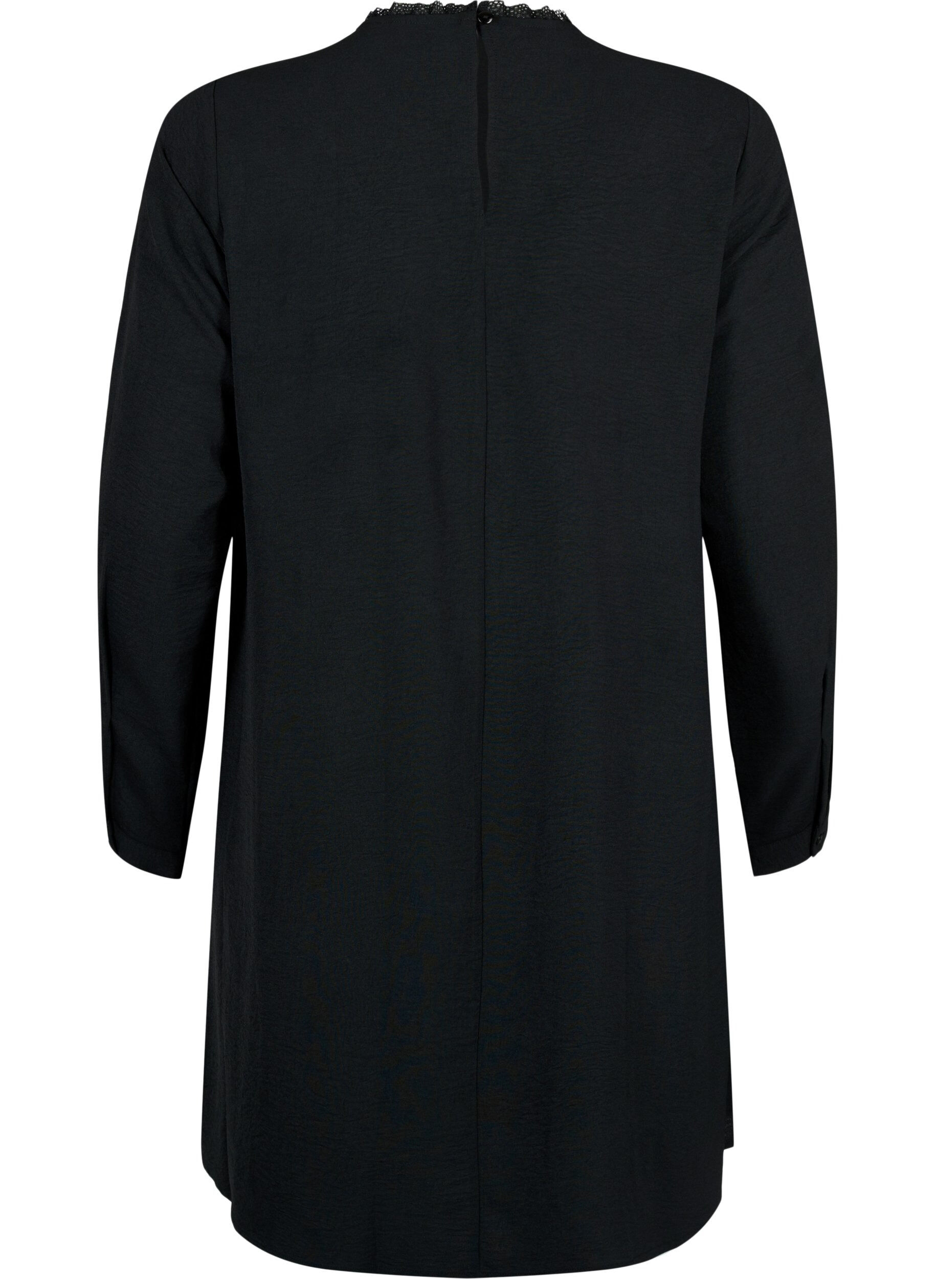 Zizzi Kleid mit Spitzendetails, Black, Packshot image number 1