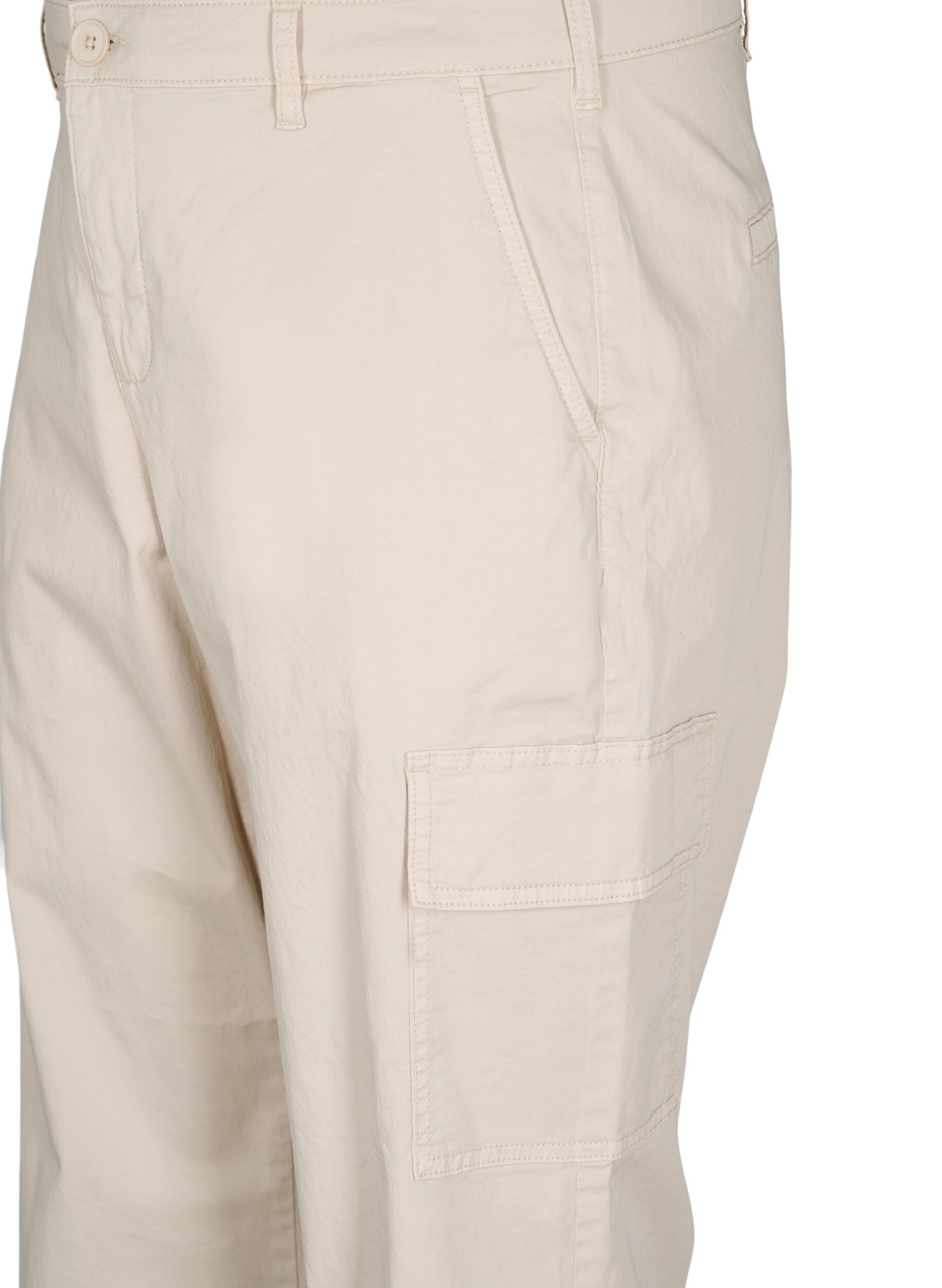 Zizzi Cargohose mit hoher Taille, Beige, Packshot image number 2