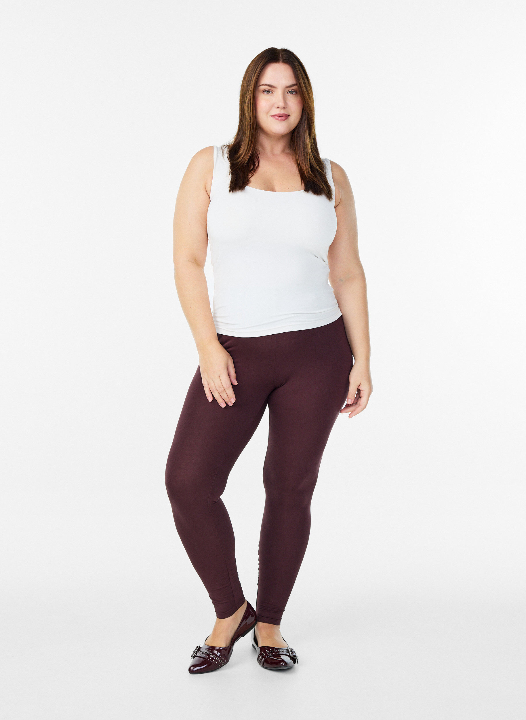 Zizzi Basic Leggings aus Viskose, Dunkles Bordeaux, Model image number 1