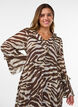Robe midi avec volants et col en V, Marron, Model image number 2