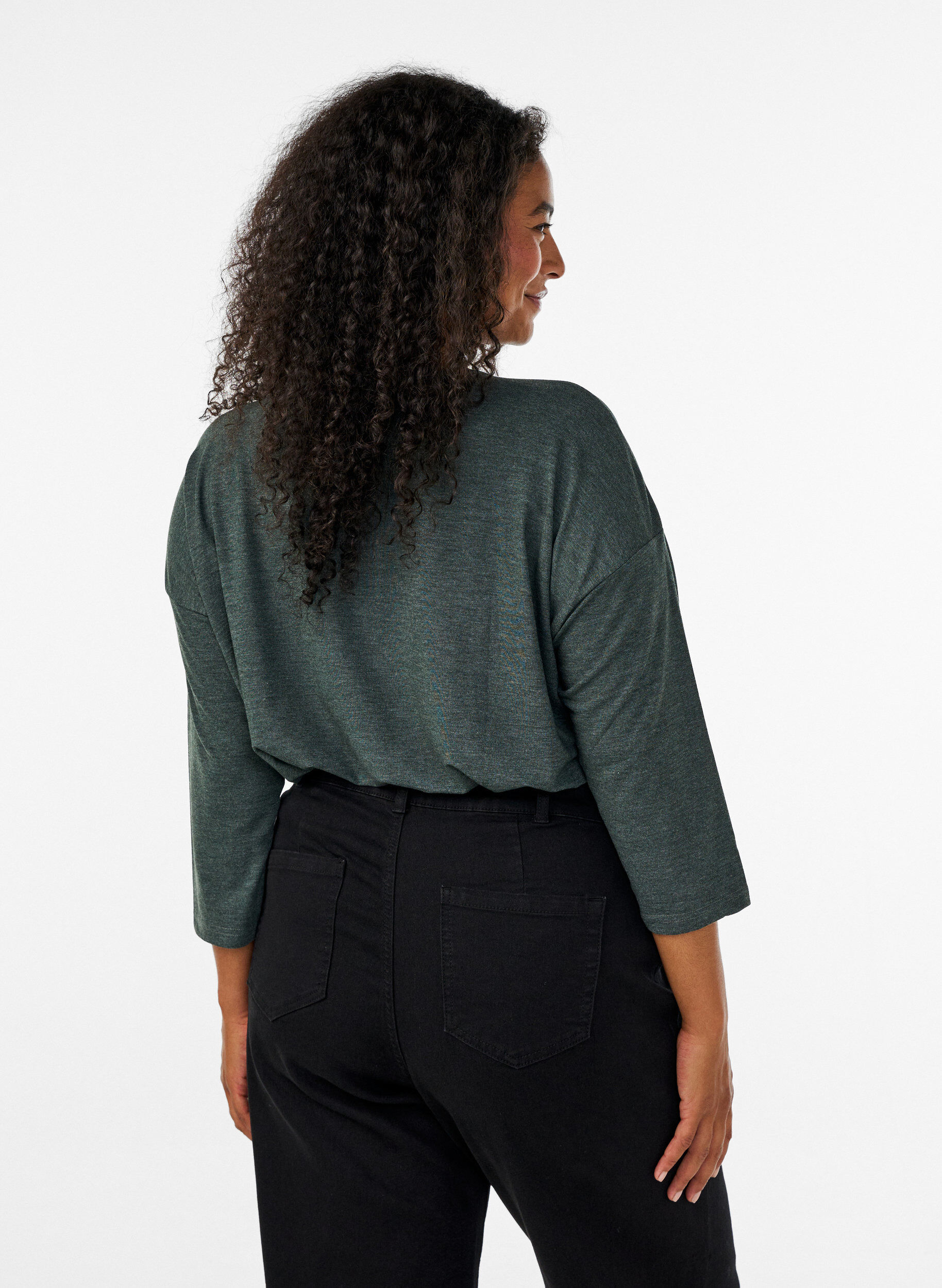 ZizziBluse aus Jersey mit 3/4-&Auml;rmeln , Gr&uuml;n, Model image number 2