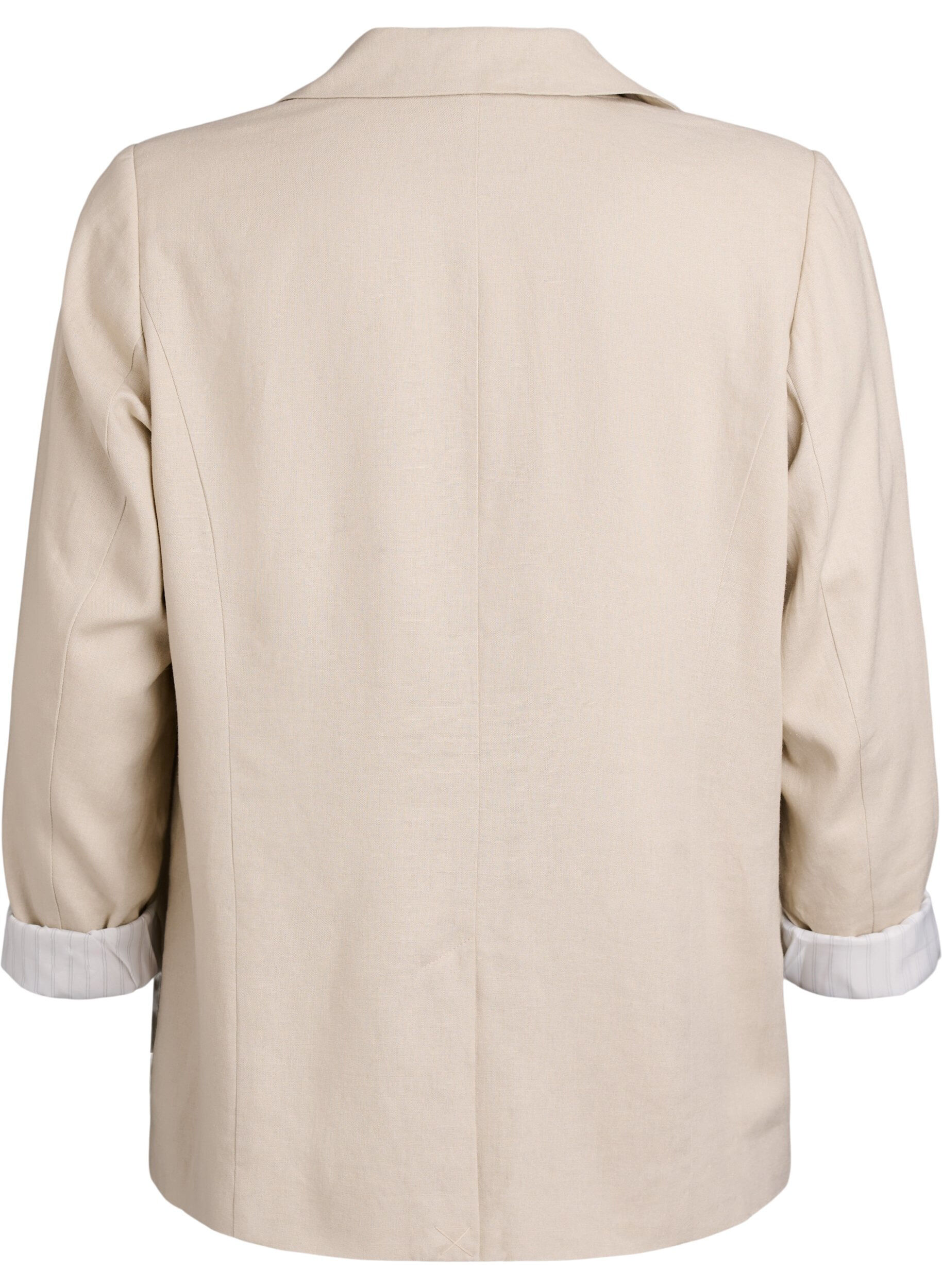 Zizzi Blazer en lin et viscose avec revers et poches, Beige, Packshot image number 1