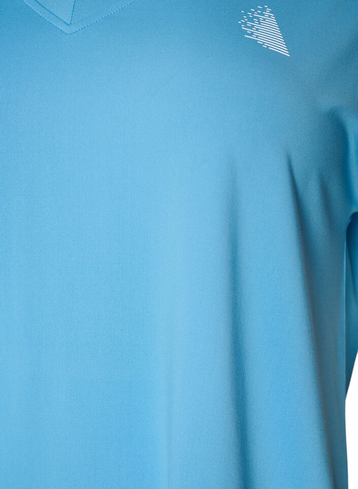 T-shirt de sport ample avec col en v, Bleu Clair, Packshot image number 2