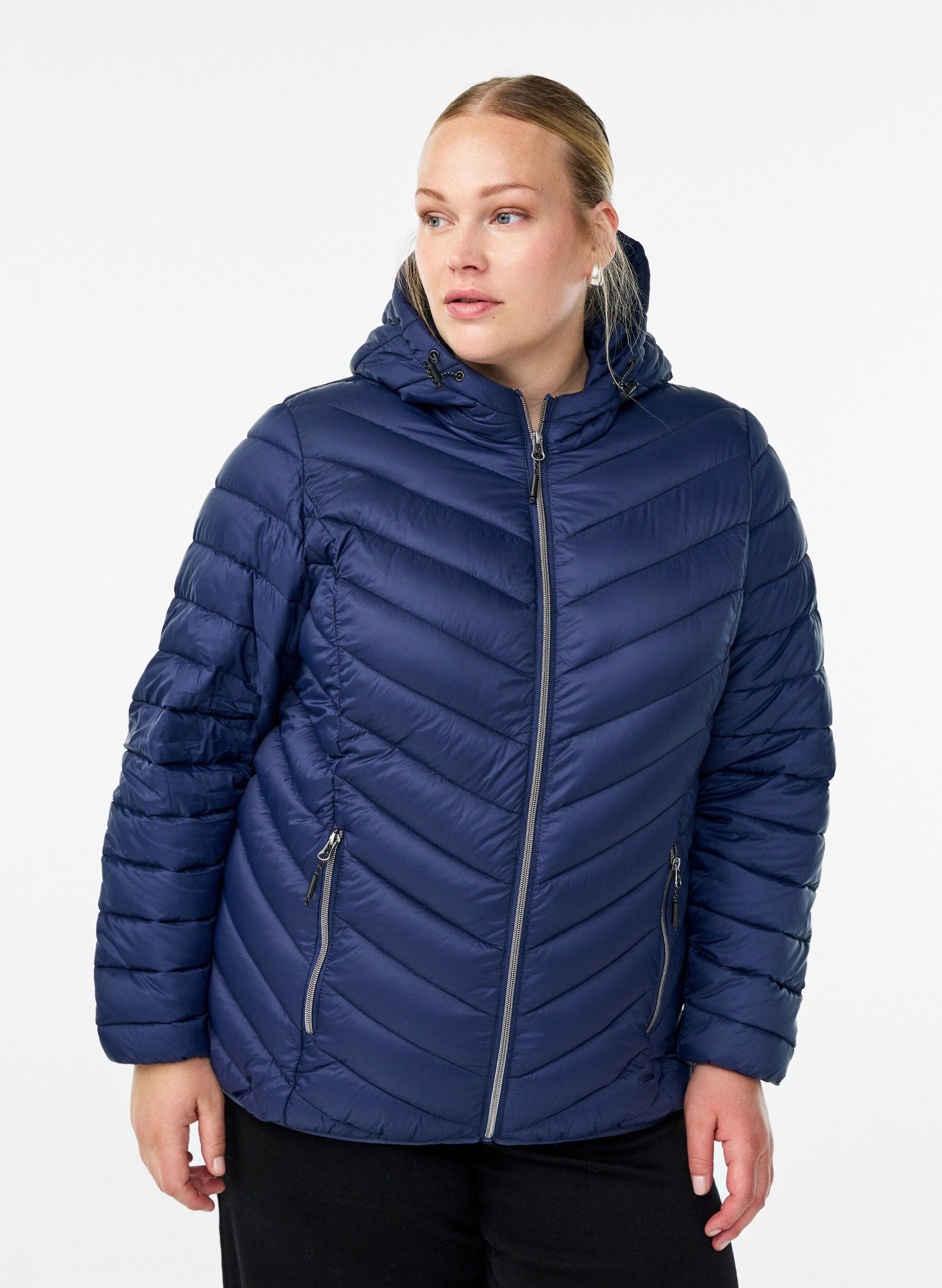 Zizzi Leichte Jacke mit Kapuze, Blau, Model image number 0