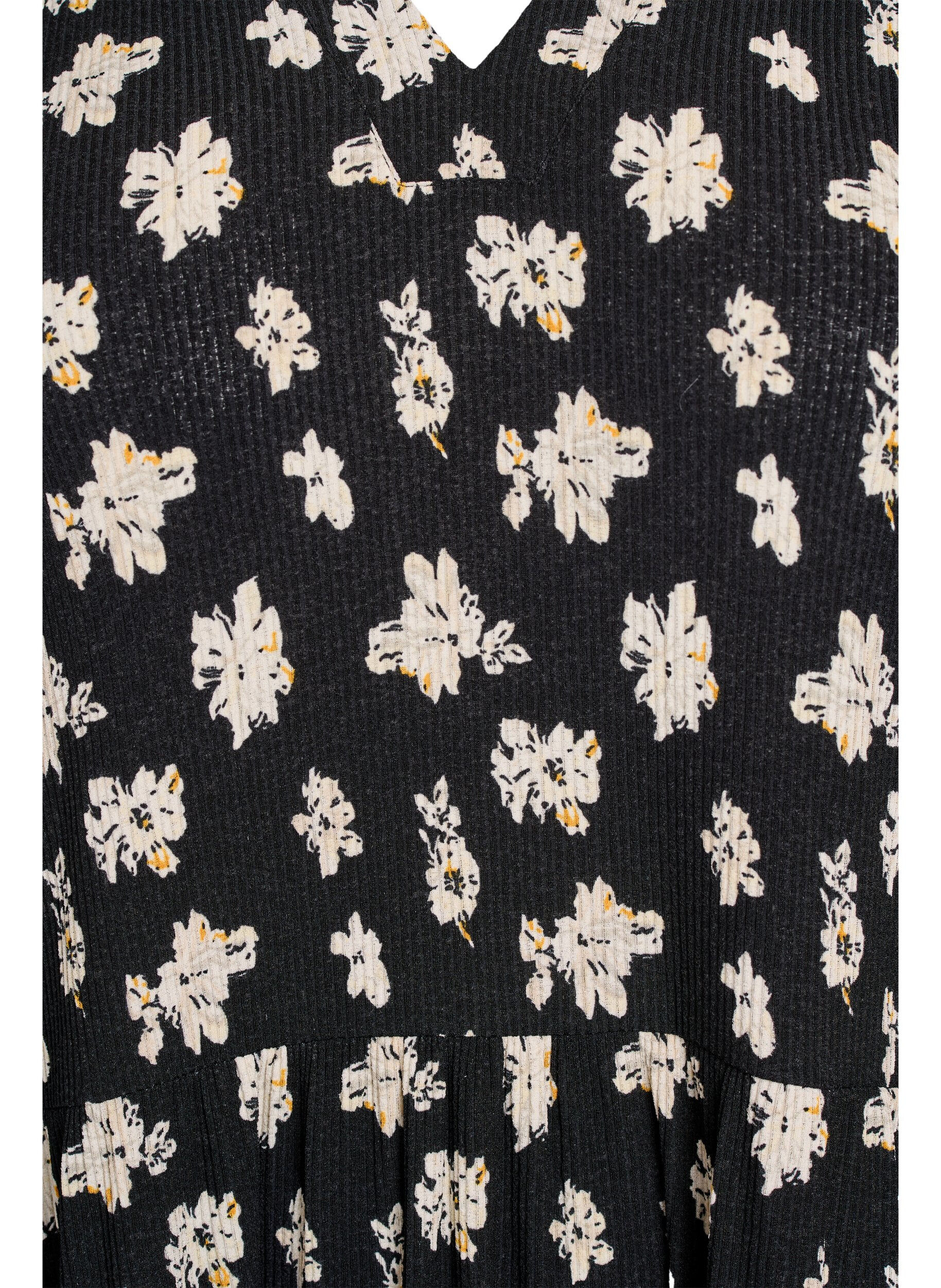 ZizziGemustertes Kleid mit Eins&auml;tzen, Schwarz, Packshot image number 2