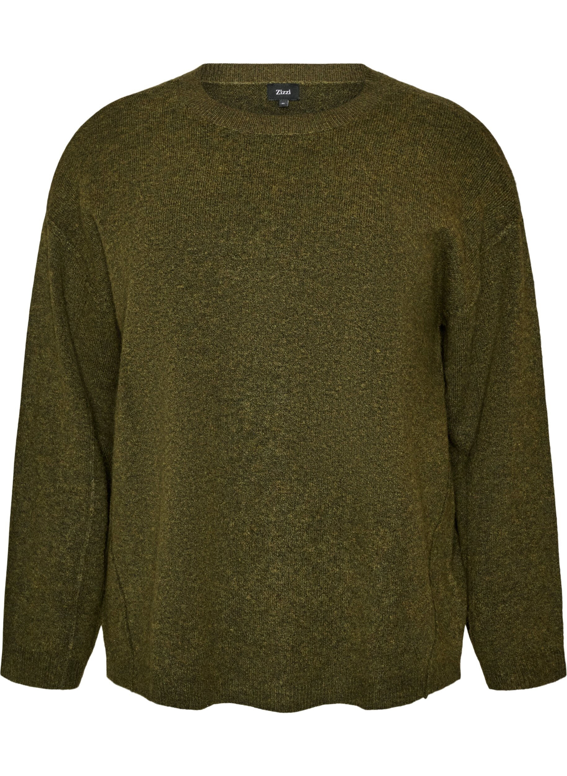 ZizziPull ample en maille avec coutures apparentes, Vert fonc&eacute;, Packshot image number 0