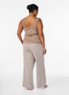 Pantalon de pyjama ray&eacute; &agrave; taille haute et coupe ample, Beige, Model image number 1