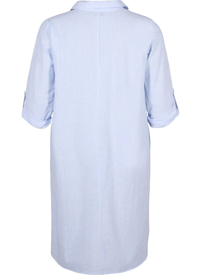 Gestreiftes Kleid aus Baumwolle und Leinen, Serenity Wh. Stripe, Packshot image number 1