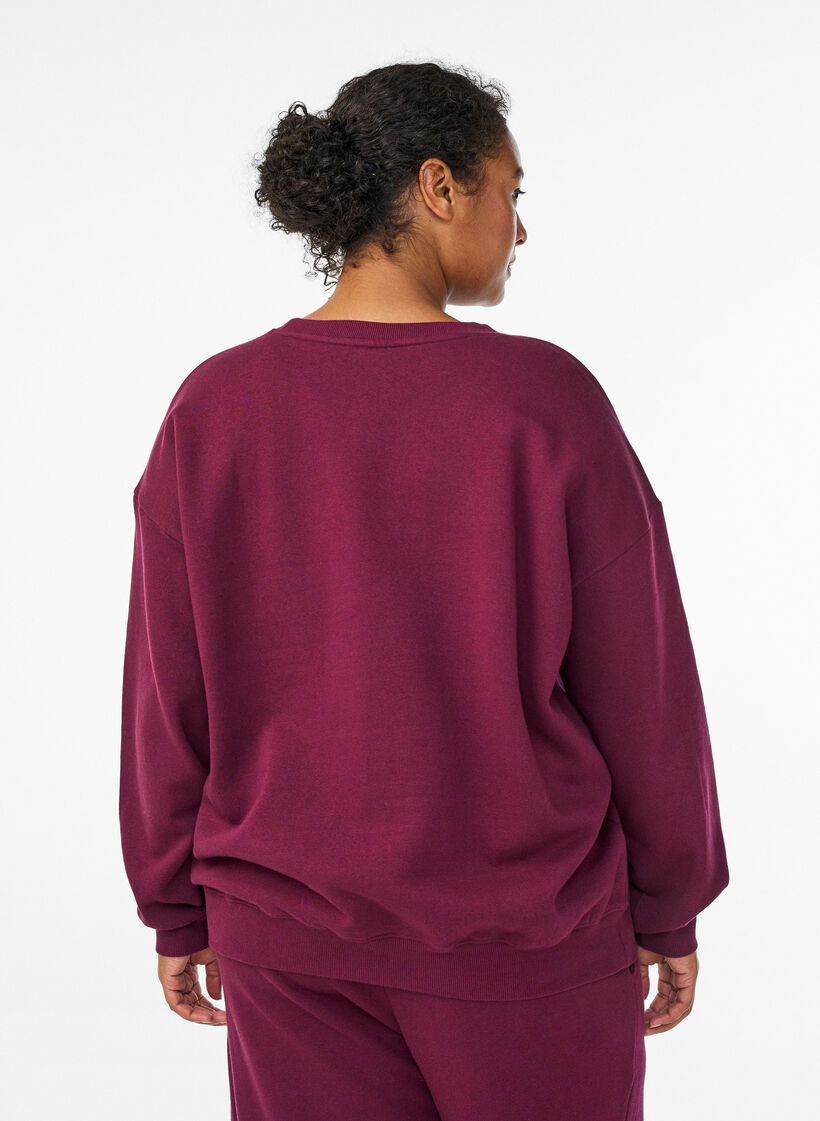 Sweatshirt mit Textaufdruck, Dunkles Bordeaux, Model image number 2