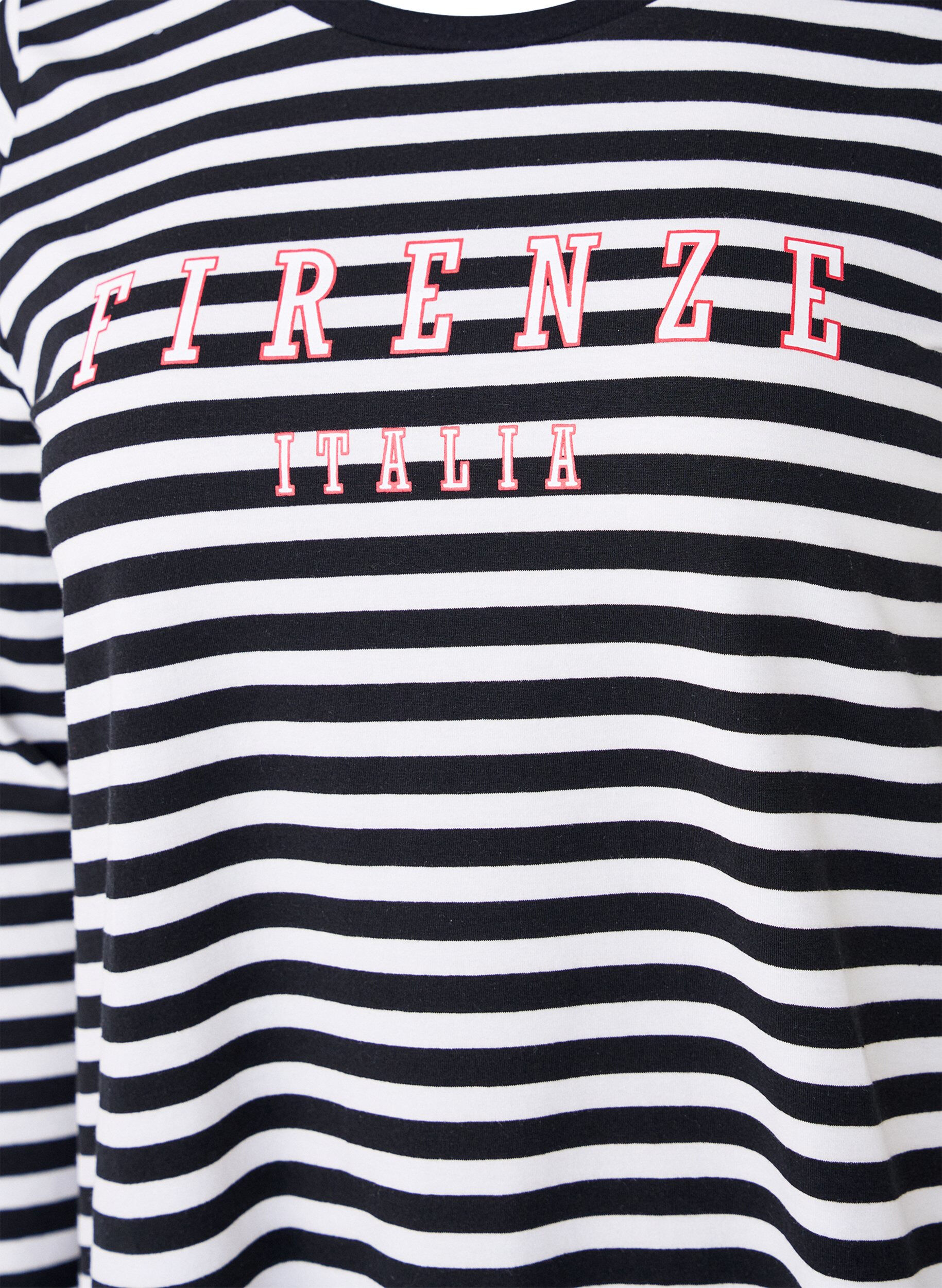 Zizzi Gebl&uuml;mte Bluse mit Muster, White w.Black Stripe, Packshot image number 2