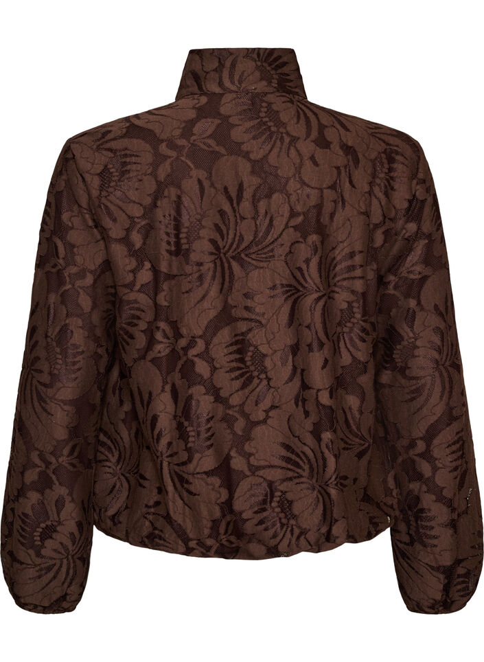 Bomber en jacquard floral, Marron, Packshot image number 1