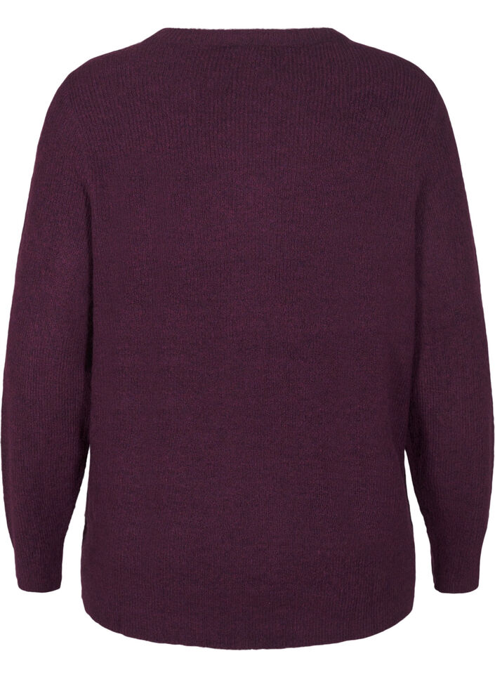 Melange-Pullover mit Rundhalsausschnitt, Potent Purple Mel., Packshot image number 1