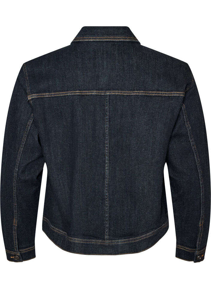 Veste en jean classique avec surpiq&ucirc;res contrastantes, Bleu, Packshot image number 1