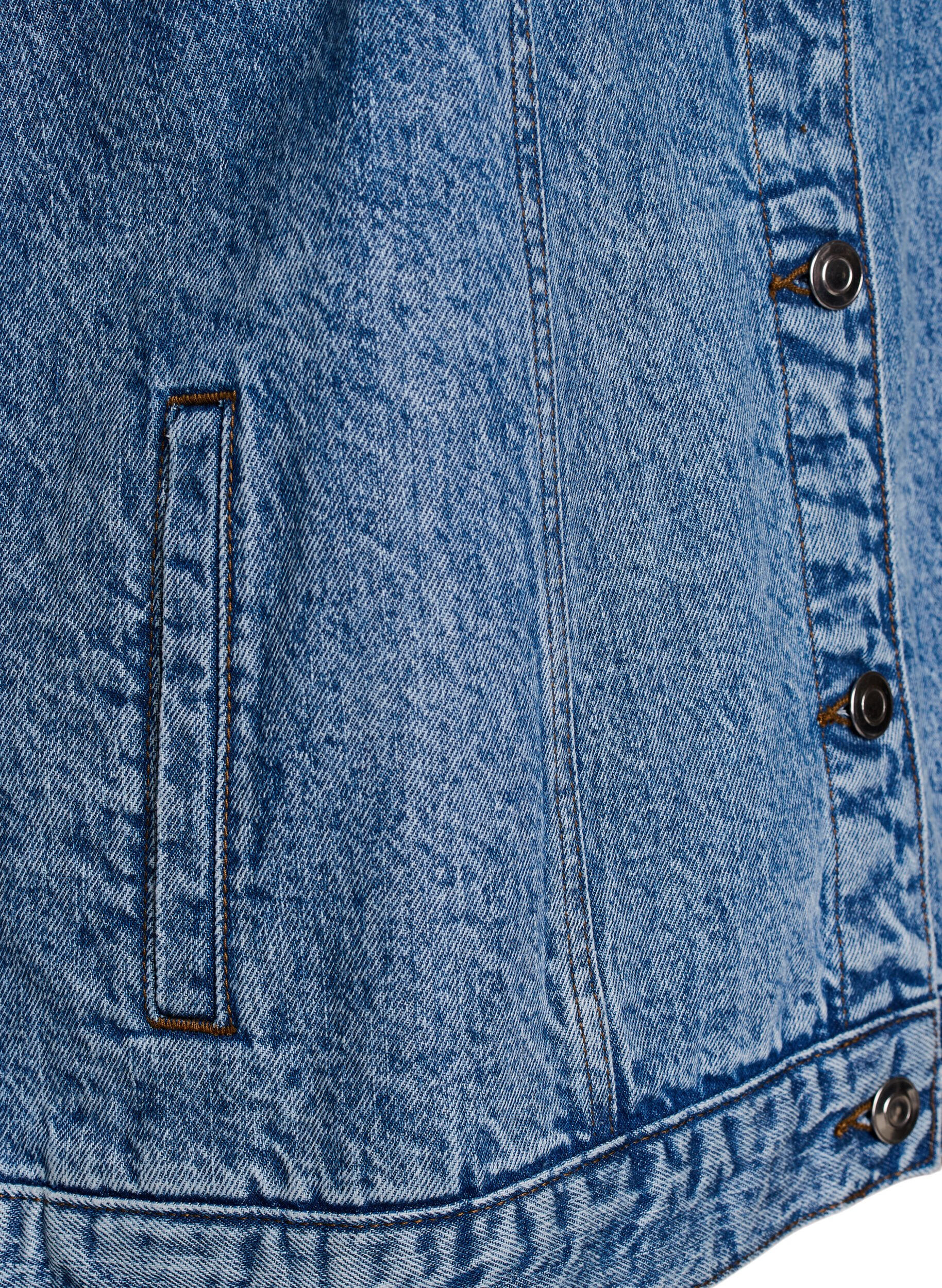 Zizzi Jeansjacke mit abnehmbaren &Auml;rmeln, Blau, Packshot image number 3