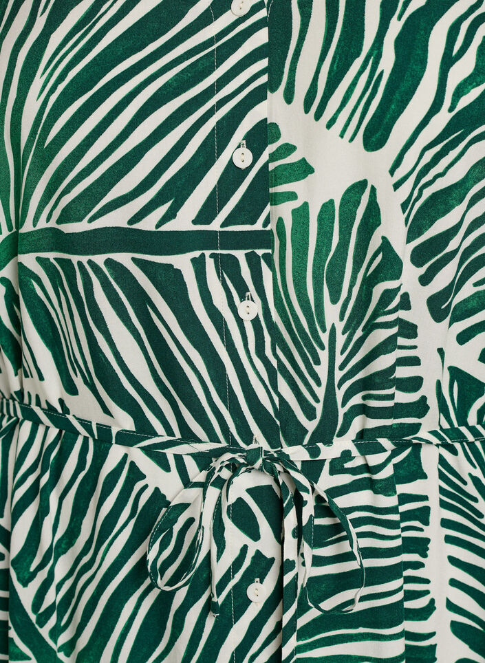 Robe midi imprim&eacute;e &agrave; ceinture &agrave; nouer, Vert, Packshot image number 2