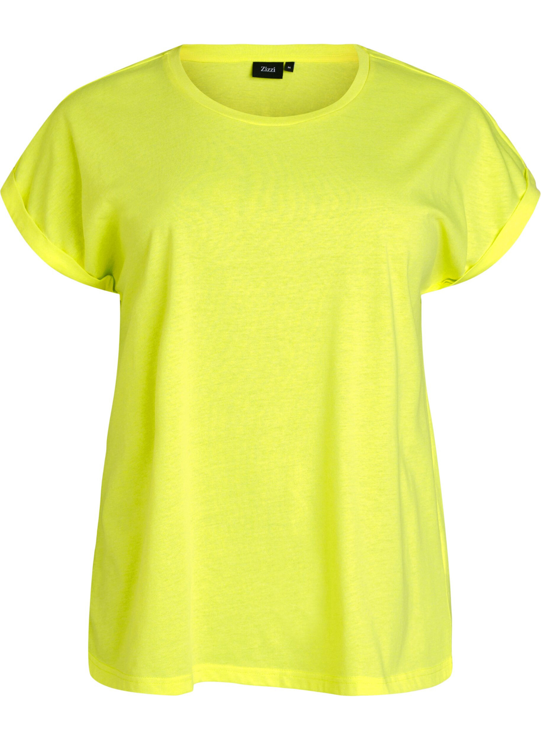 Zizzi Neonfarbenes T-Shirt aus Baumwolle, Gelb, Packshot image number 0