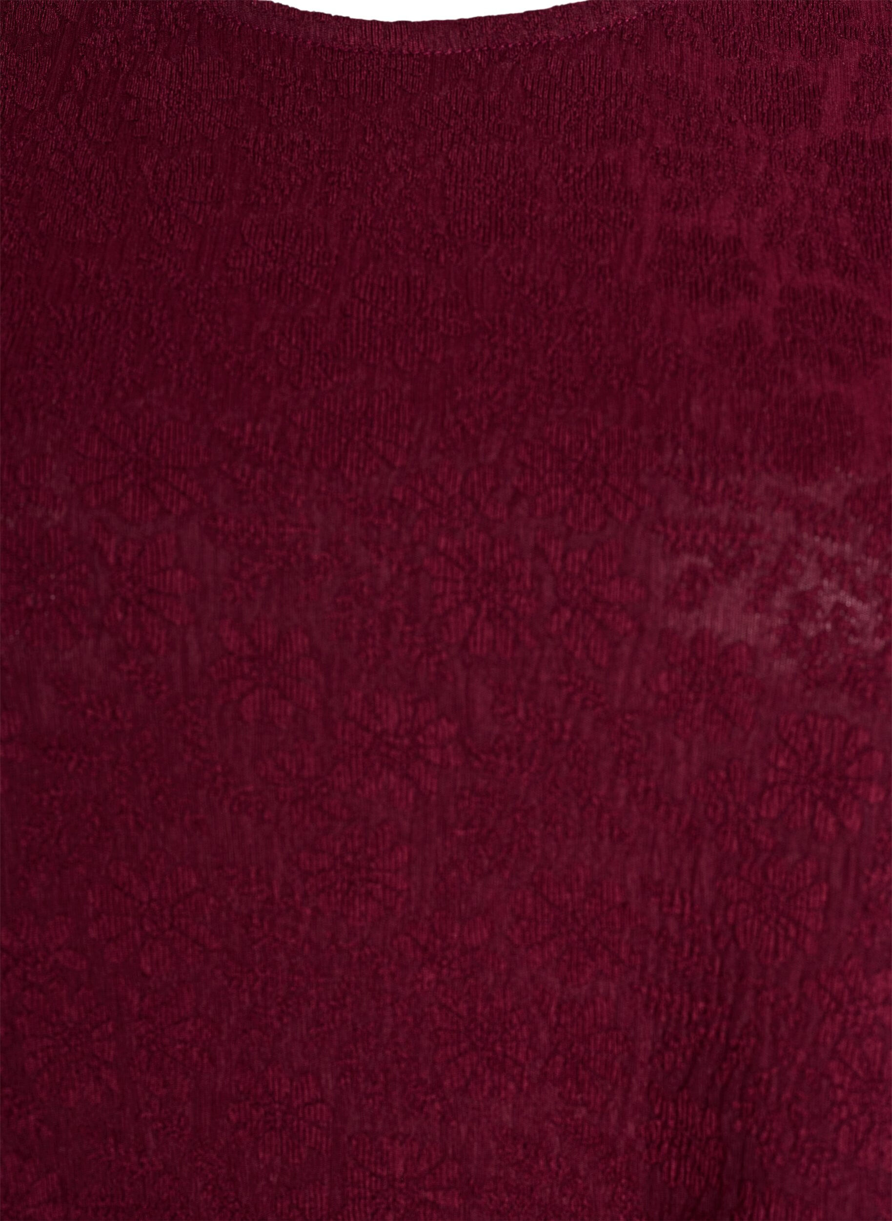 Zizzi Strukturierte Bluse mit kurzen &Auml;rmeln, Dunkles Bordeaux, Packshot image number 2