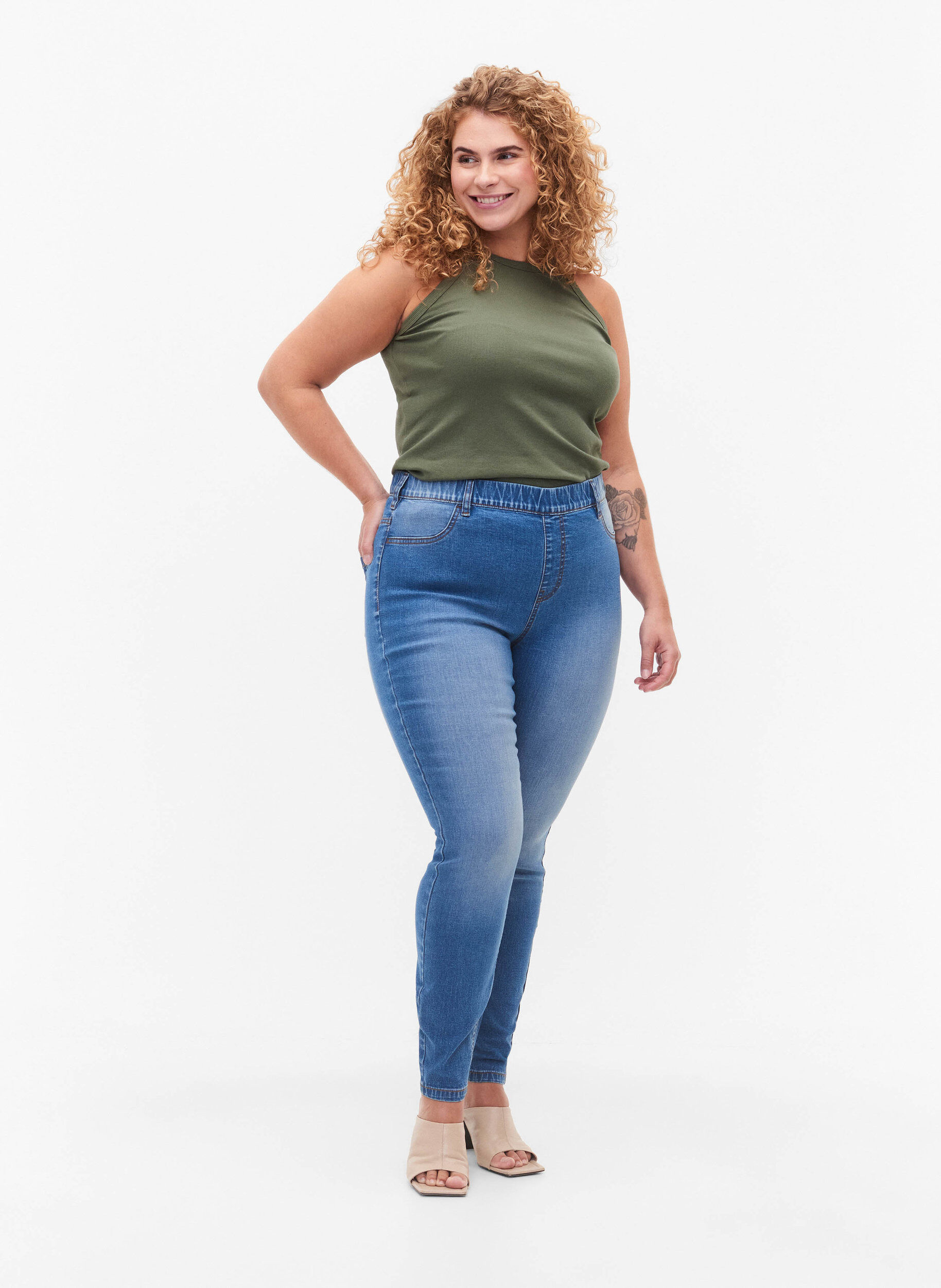 Zizzi Jeggings avec poches arri&egrave;re, Blue denim, Model image number 0