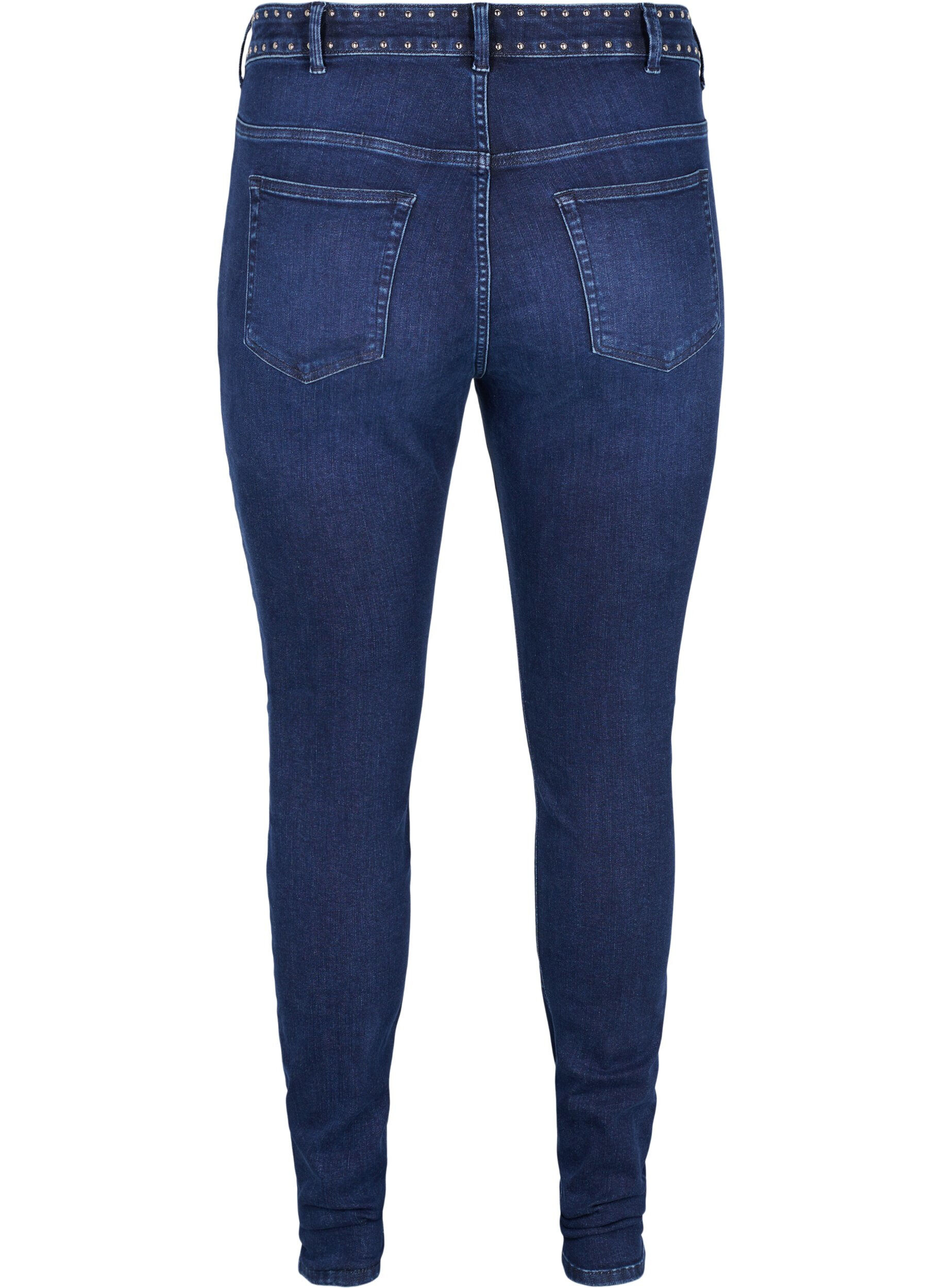 Zizzi Super Slim Amy Jeans mit Nieten, Dark blue, Packshot image number 1